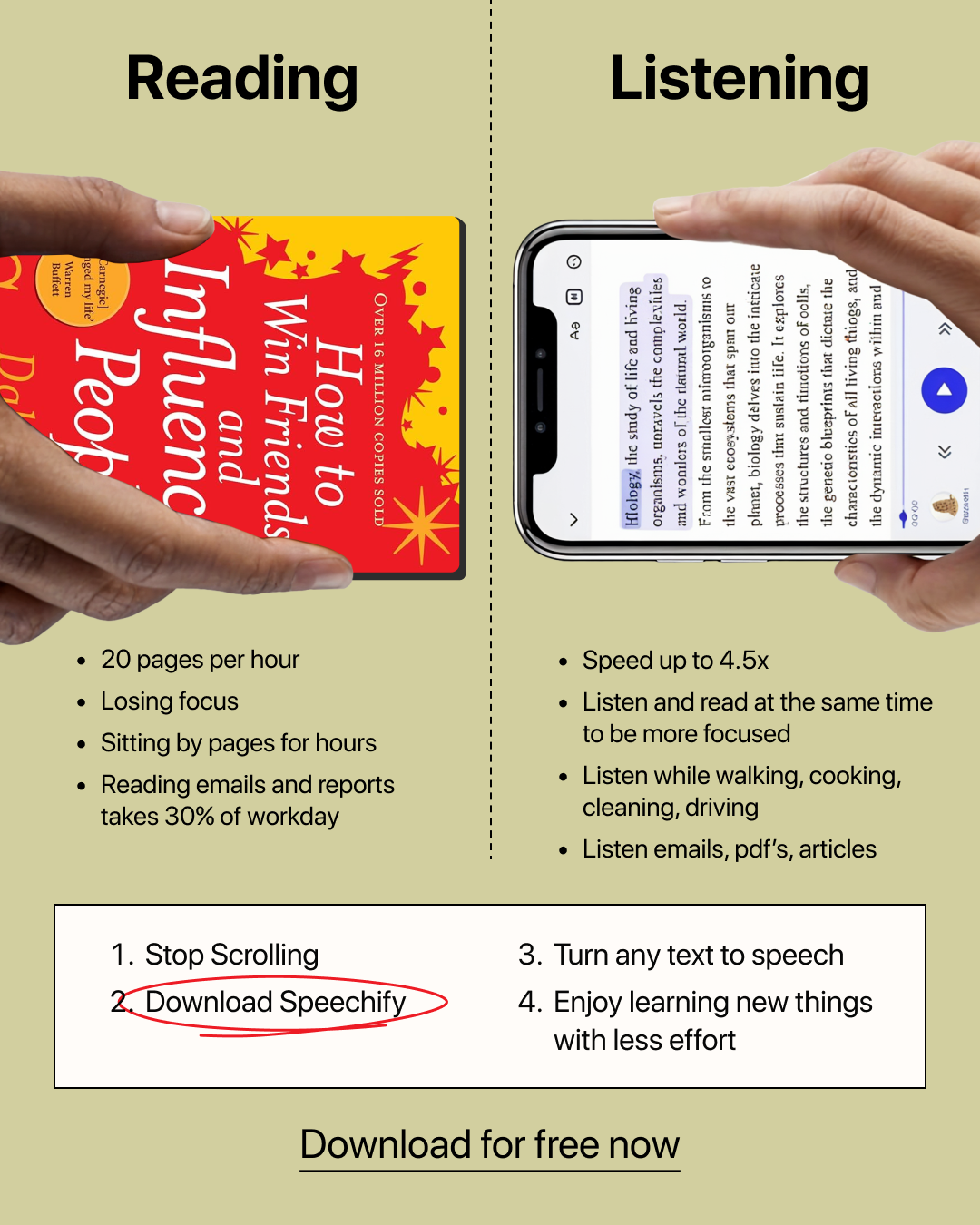 Speechify Facebook ad