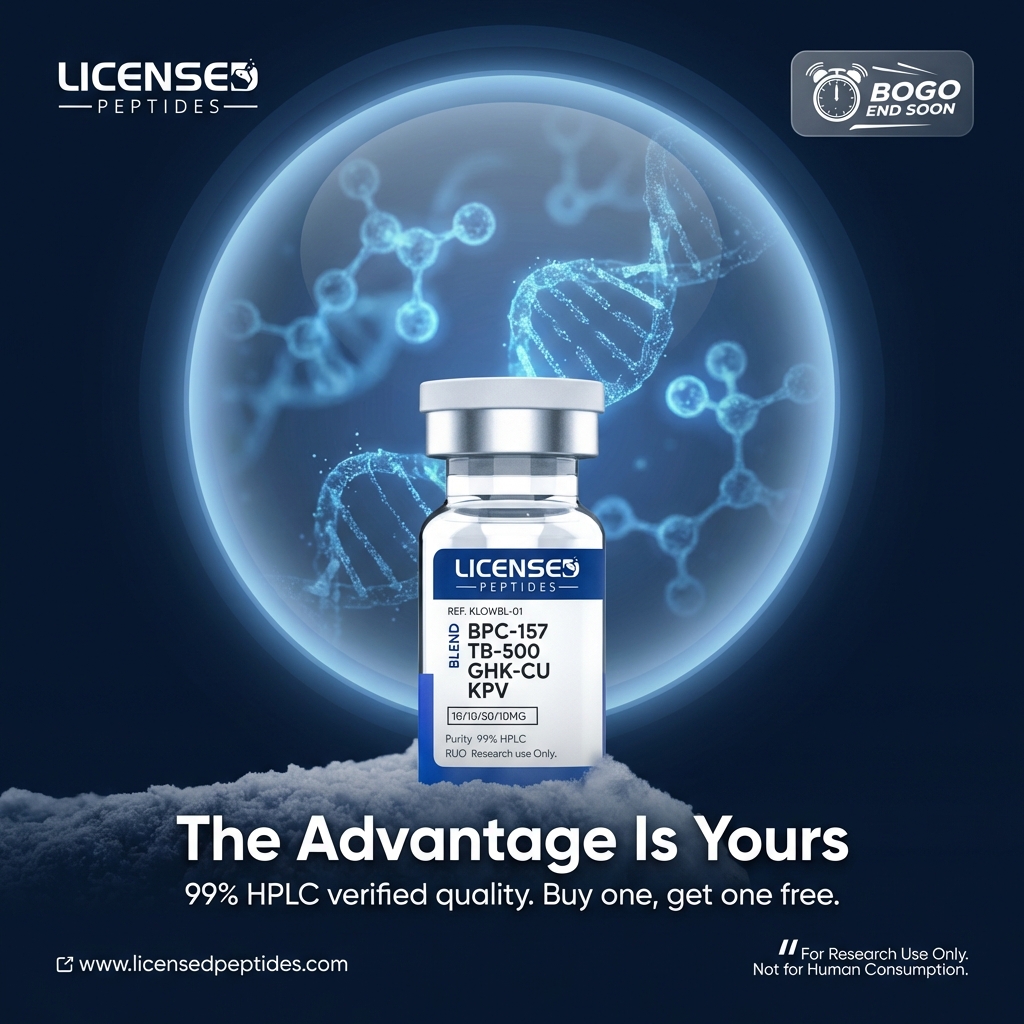 LicensedPeptides.com Facebook ad: Buy One Get One Free Sale Ends Soon