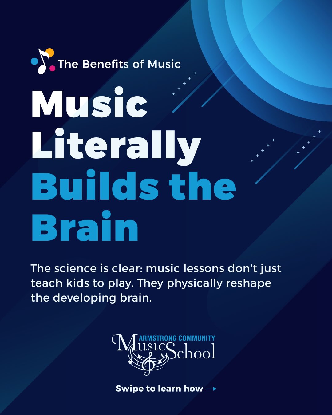 Armstrong Community Music School Facebook ad: Your child isn’t just learning to play an…