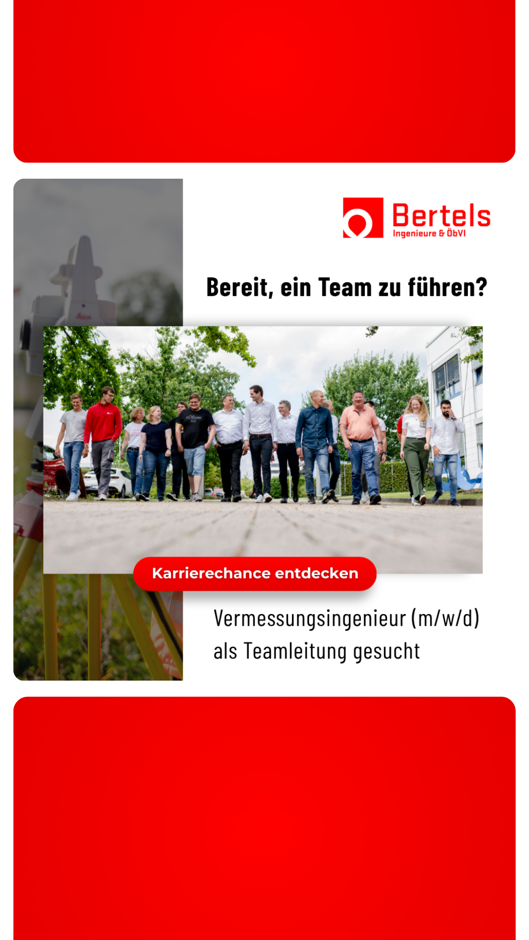 Bertels Ingenieure & ÖBVI Facebook ad: Dein Team wartet