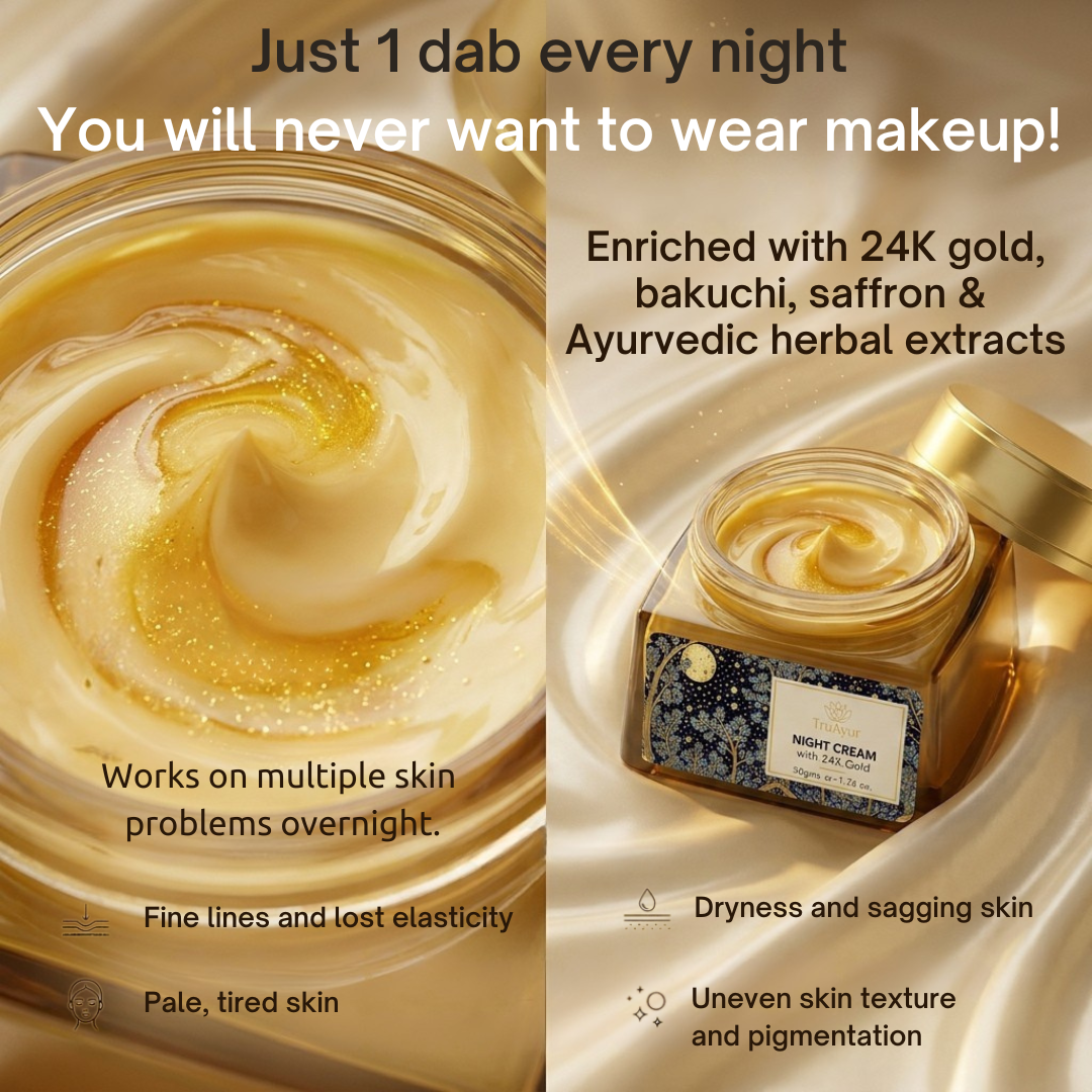 TruAyur US Facebook ad: Ayurvedic Night Cream with 24K Gold