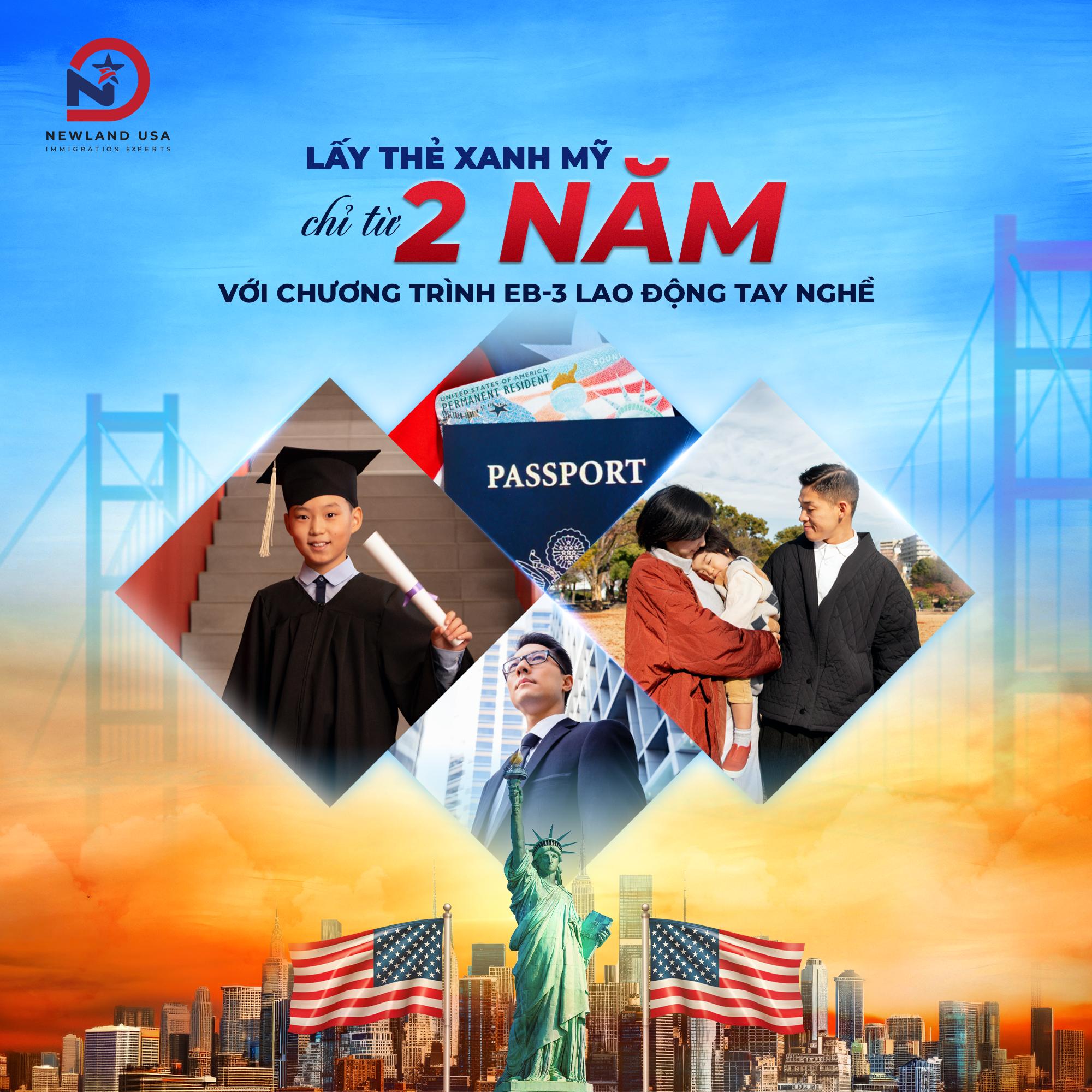 Newland USA Định cư Mỹ diện lao động EB3 và đầu tư EB5 Facebook ad