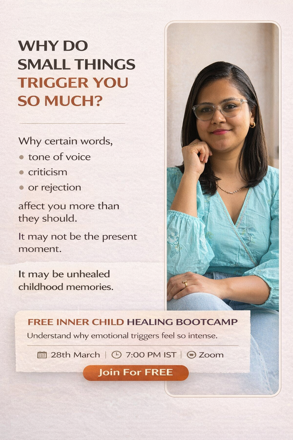 Priyankaheals Facebook ad: Free Inner Child Healing Bootcamp
