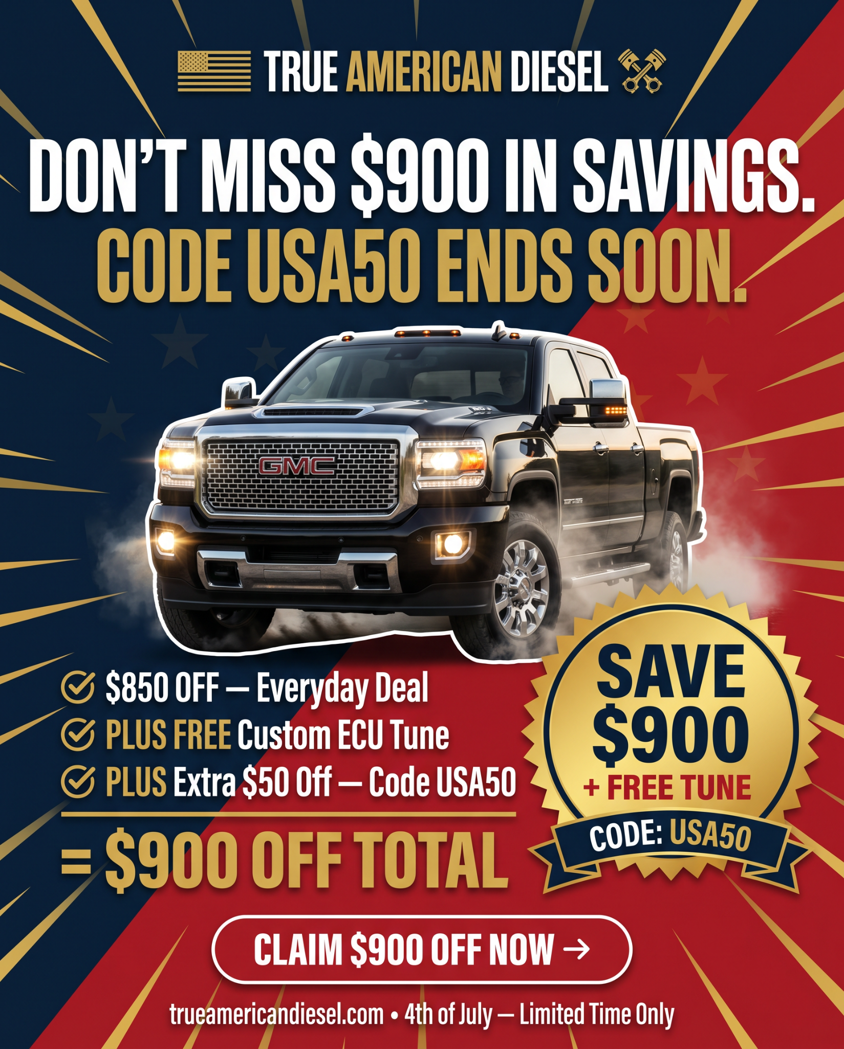 True American Diesel Facebook ad: Save $900 Total + Free Custom Tune