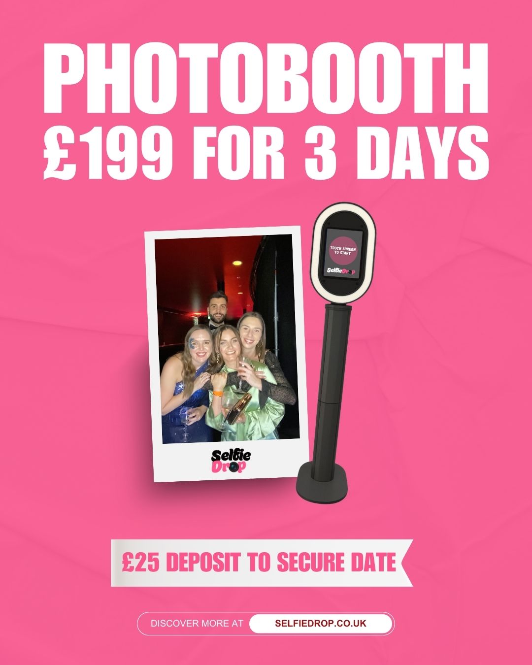SelfieDrop Facebook ad: Wedding Photo Booth From £199