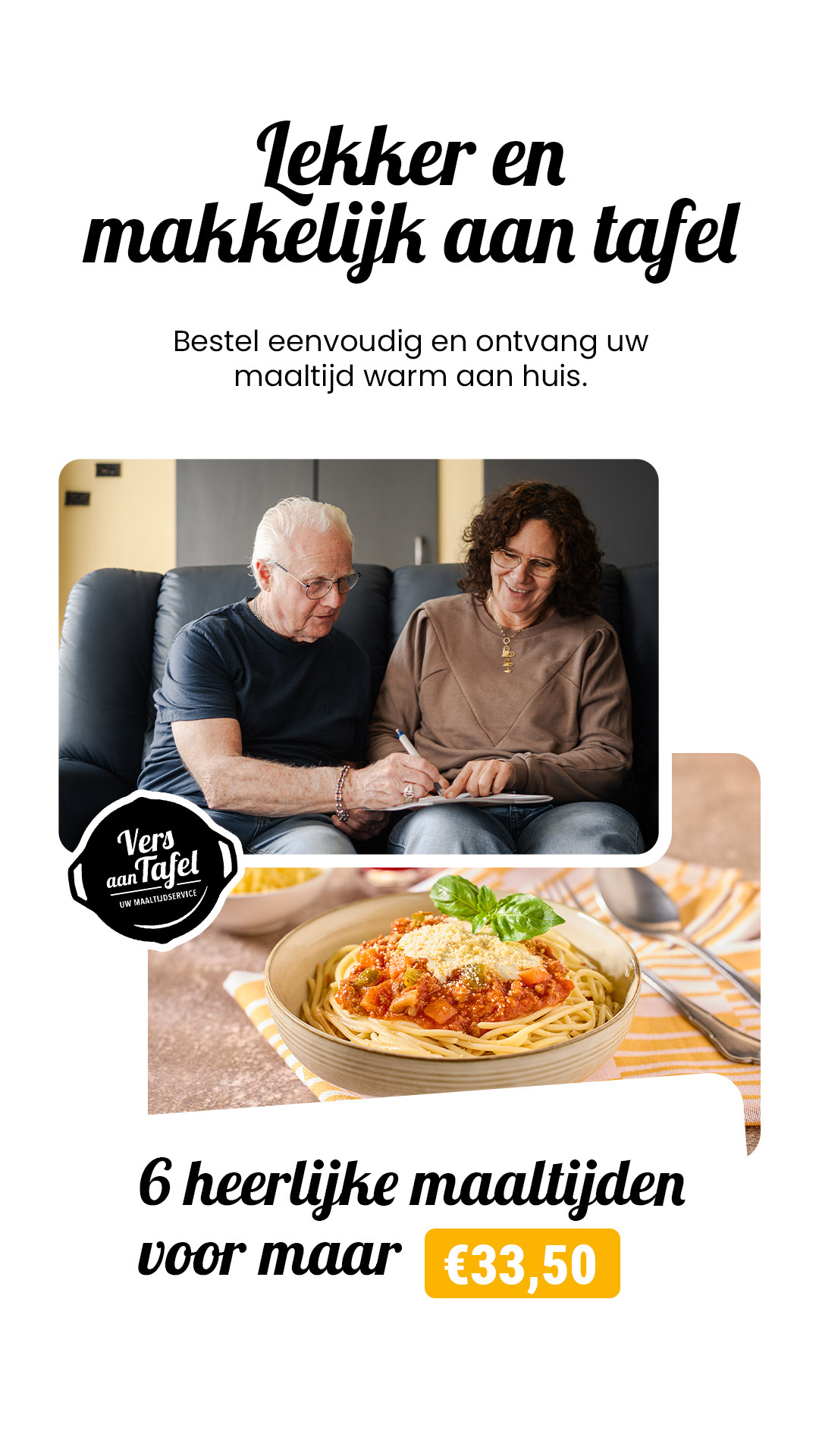 Vers aan Tafel Facebook ad: Gezond en gevarieerd eten zonder zelf te kokenWij…