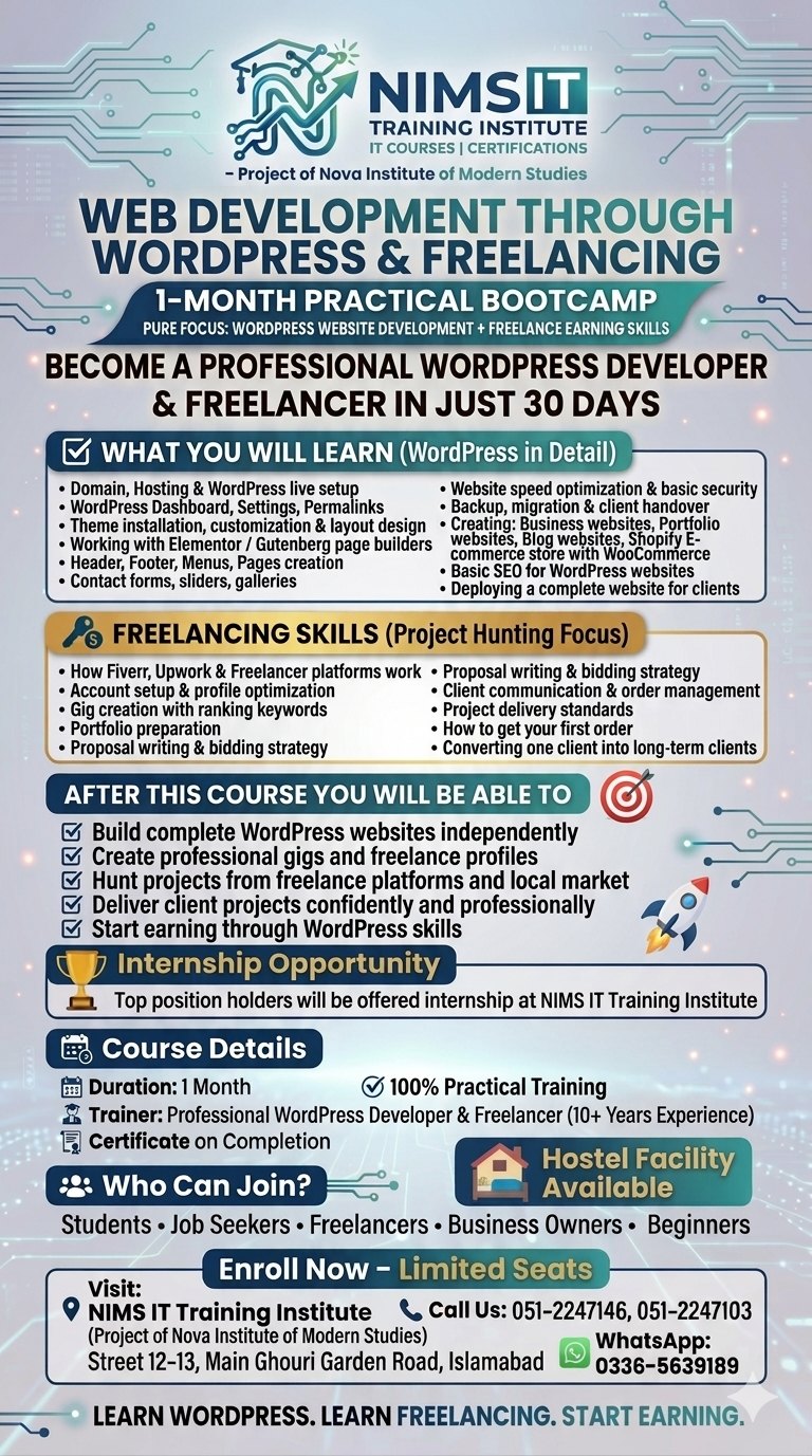NIMS IT Training Institute Facebook ad