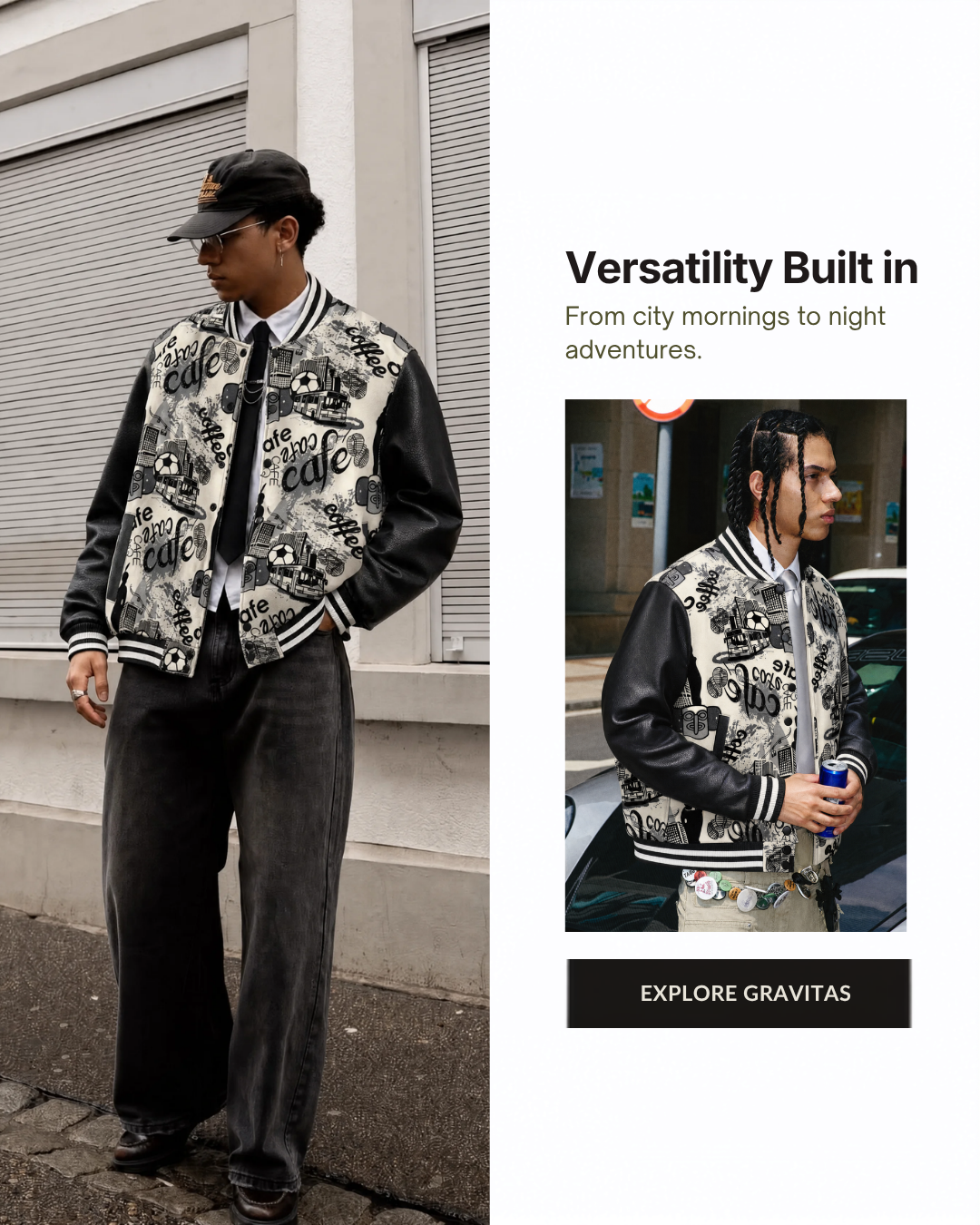 Wearshirp Facebook ad: GRAVITAS II Letterman Jacket