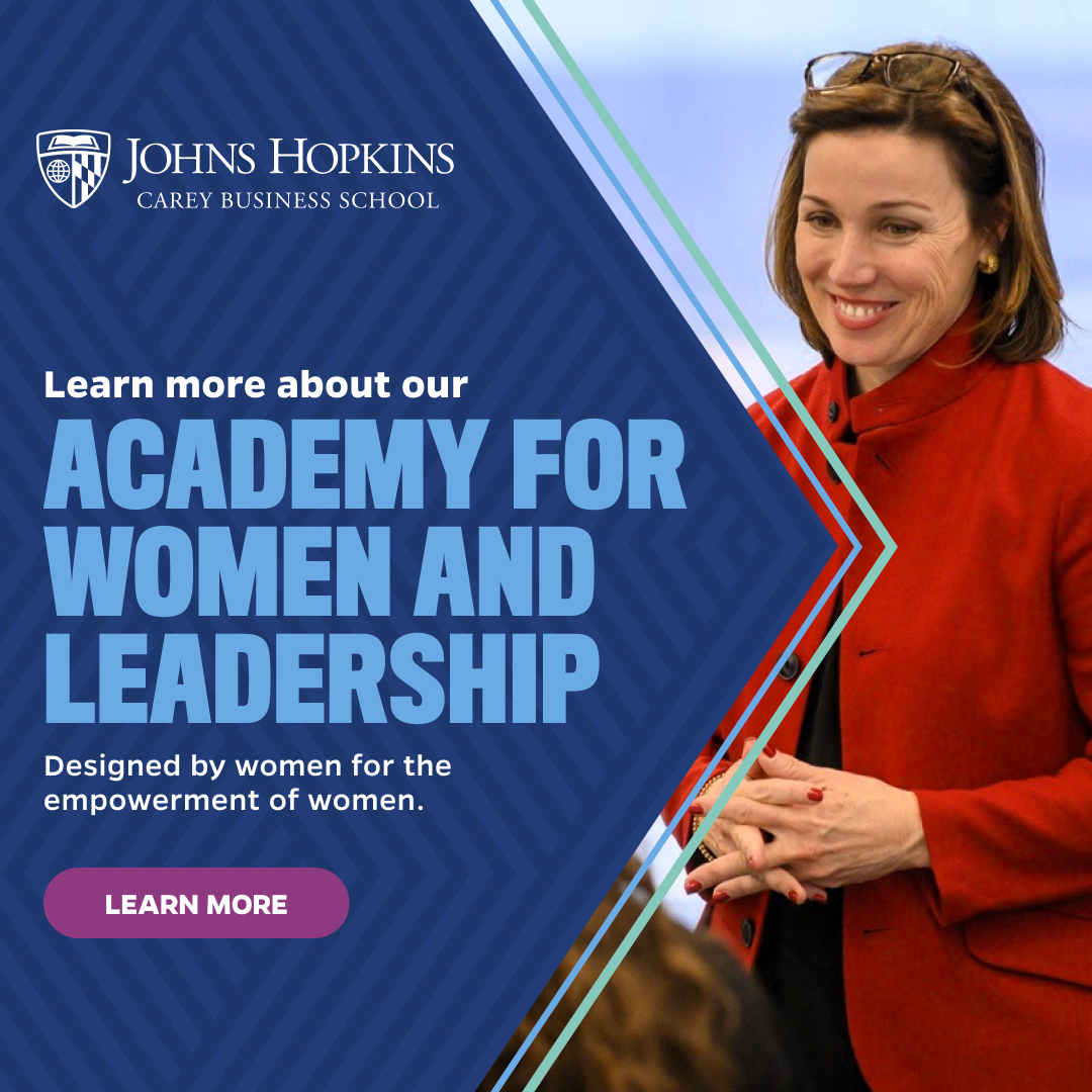 Johns Hopkins University Carey Business School Facebook ad: Applications Now Open