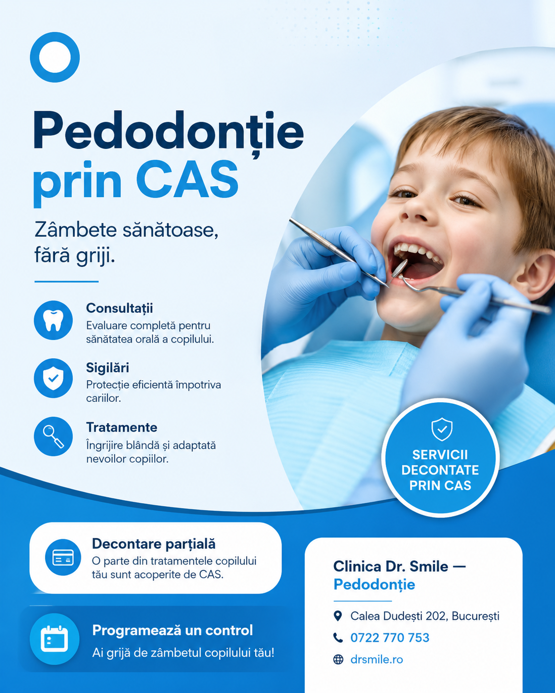 Clinica Dr. Smile Facebook ad: Vezi ce tratamente dentare poți deconta parțial prin CAS