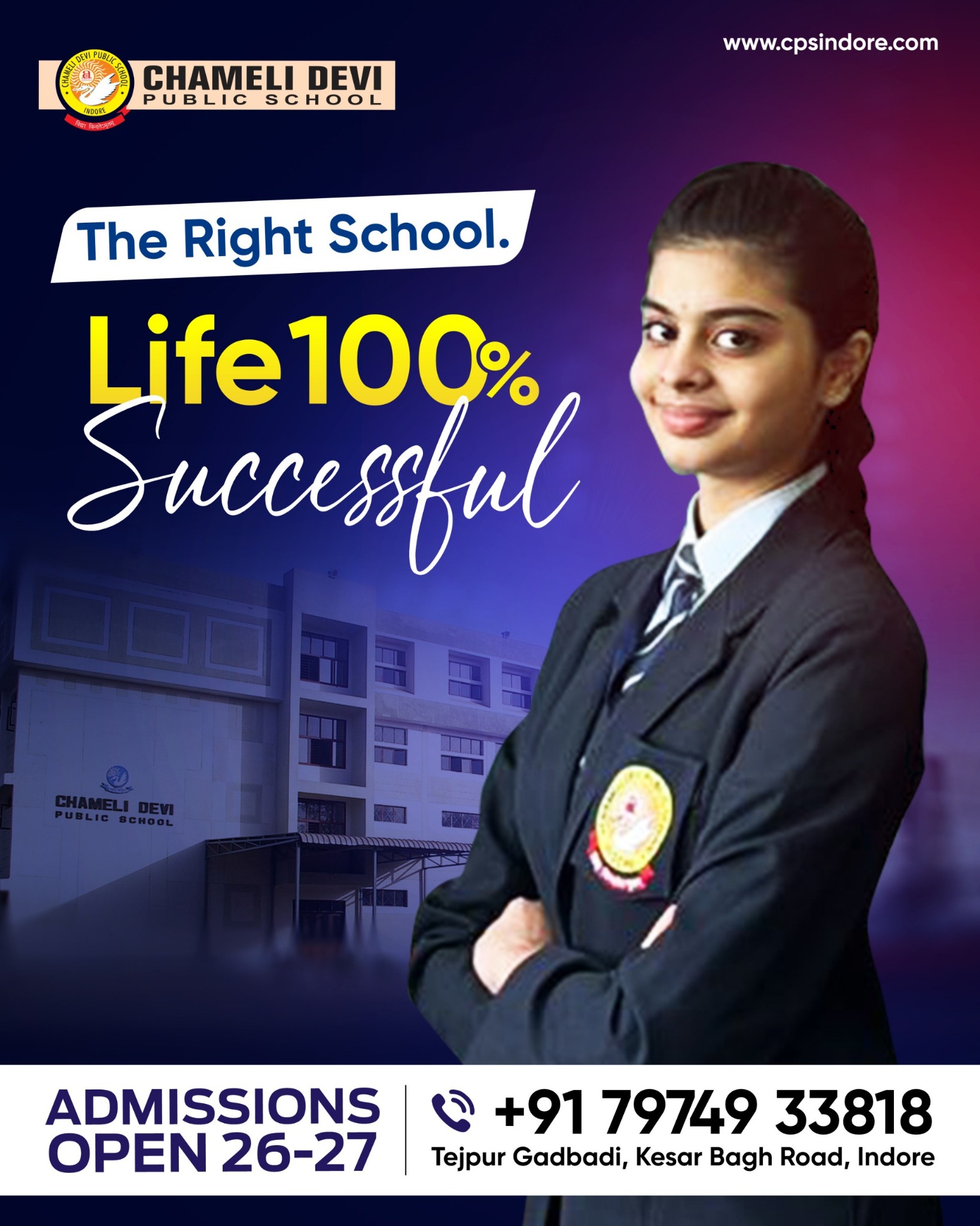 Chameli Devi Public School Indore Facebook ad: Confidence, knowledge, manners, सब एक साथ!