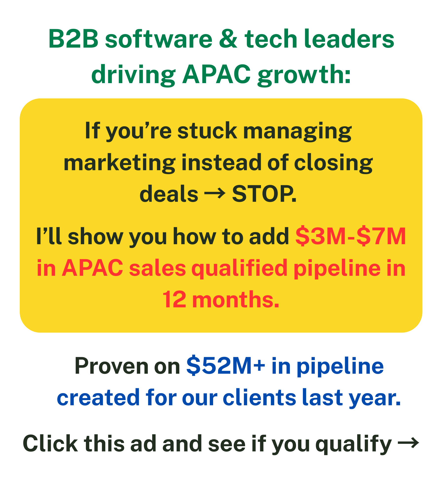 Stirling Marketing Facebook ad: Guaranteed $3M - $7M in sales qualified pipeline or we…