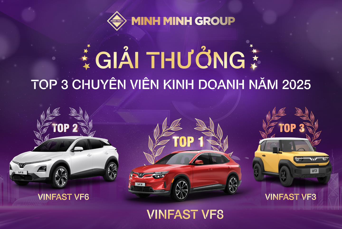 MINH MINH GROUP Facebook ad: CUỘC ĐUA DOANH SỐ 2025 - RINH XE…