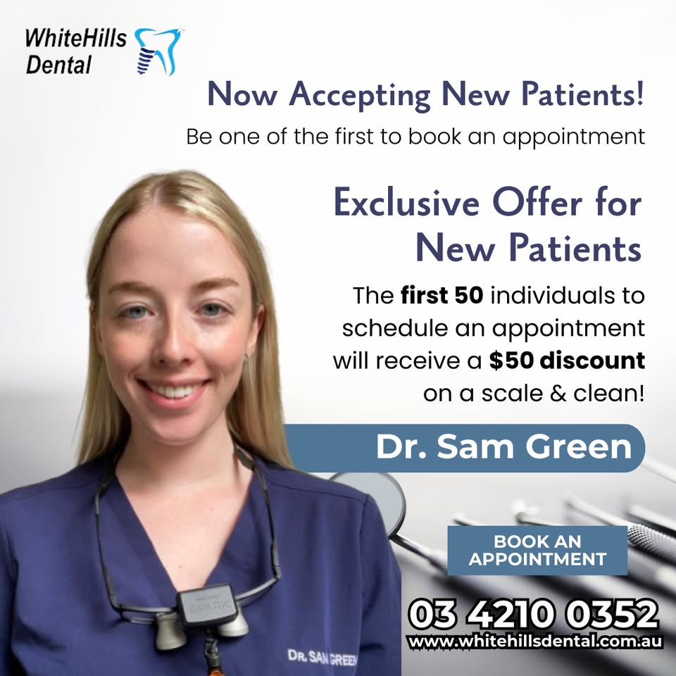 Whitehills Dental Practice Facebook ad: Meet Dr. Sam Green, our newest team member!