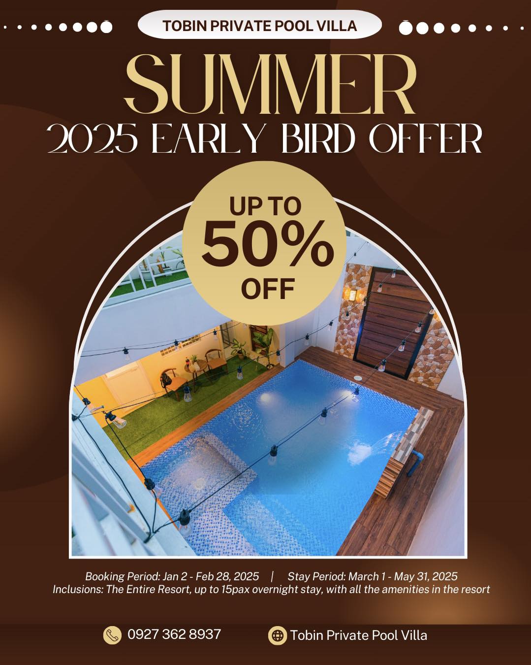 TOBIN Private Pool Villa Facebook ad: Kickstart Summer 2025 in Luxury & Relaxation!