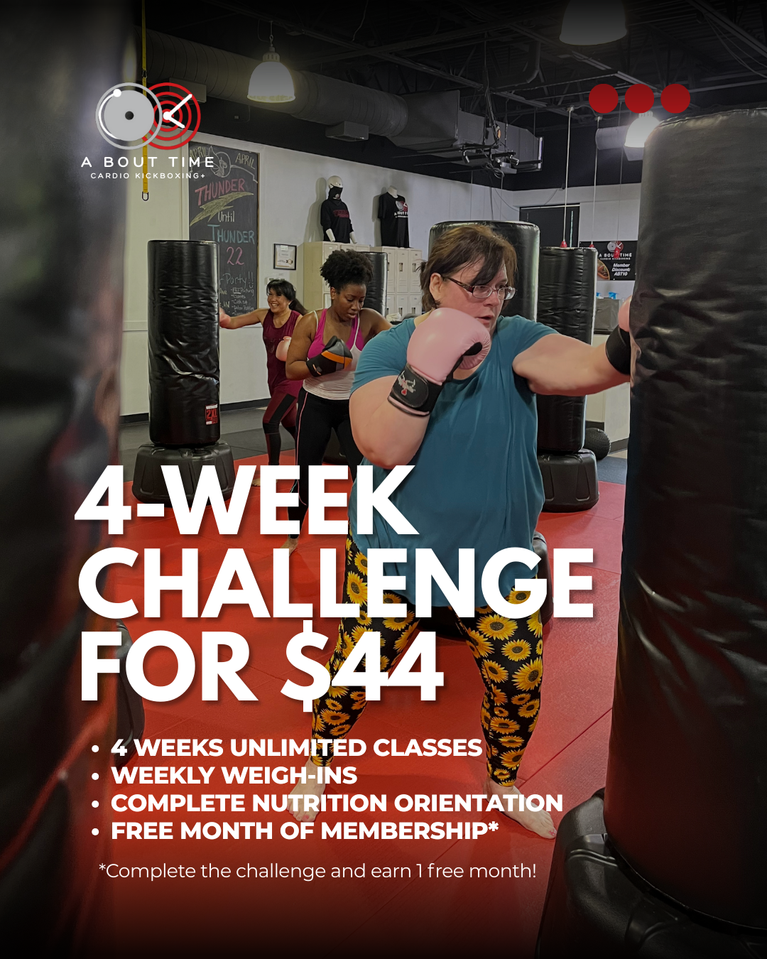 A Bout Time Cardio Kickboxing and Fitness Facebook ad from Feb 3, 2026