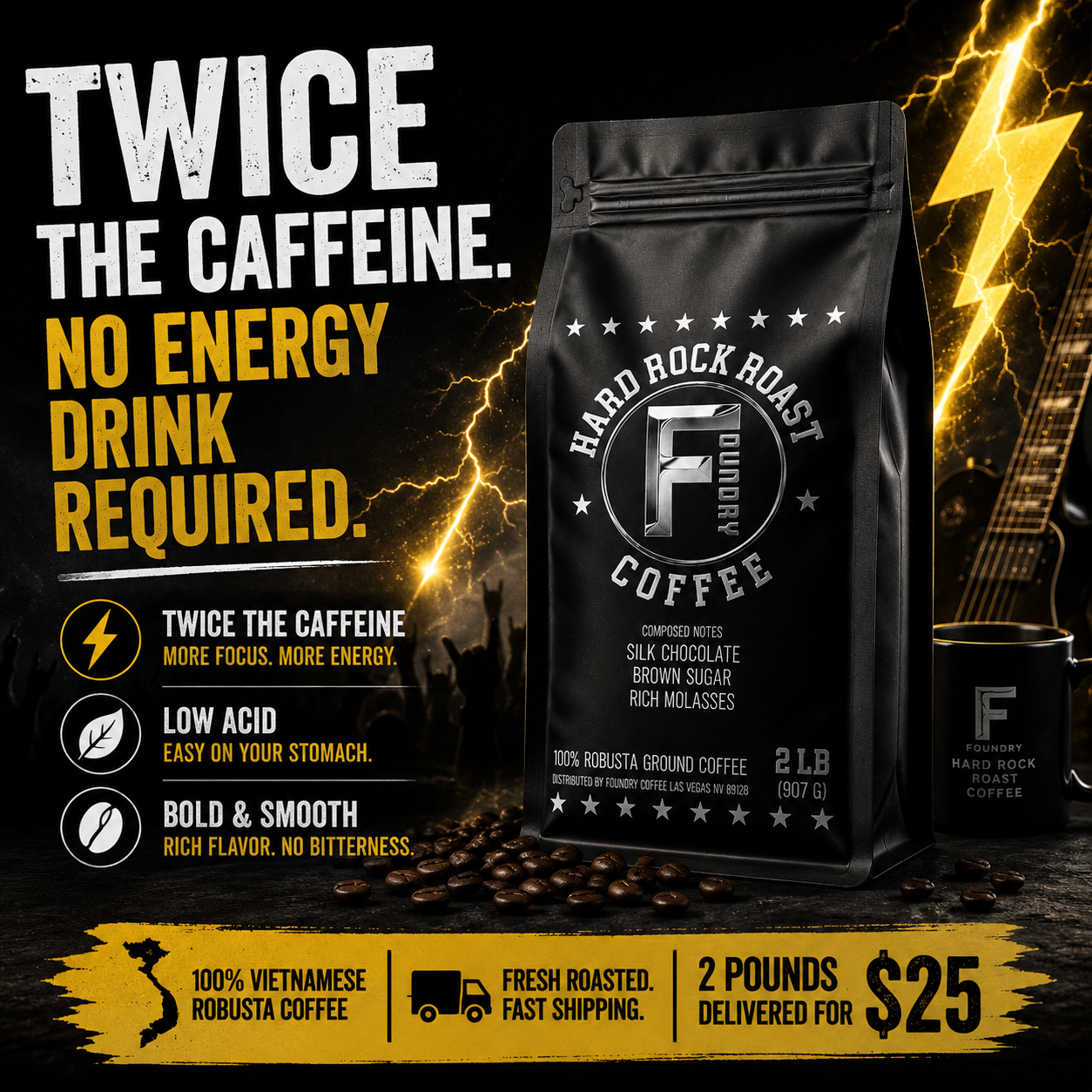 Foundry Facebook ad: 2 Pounds • Only $25 • Free Shipping