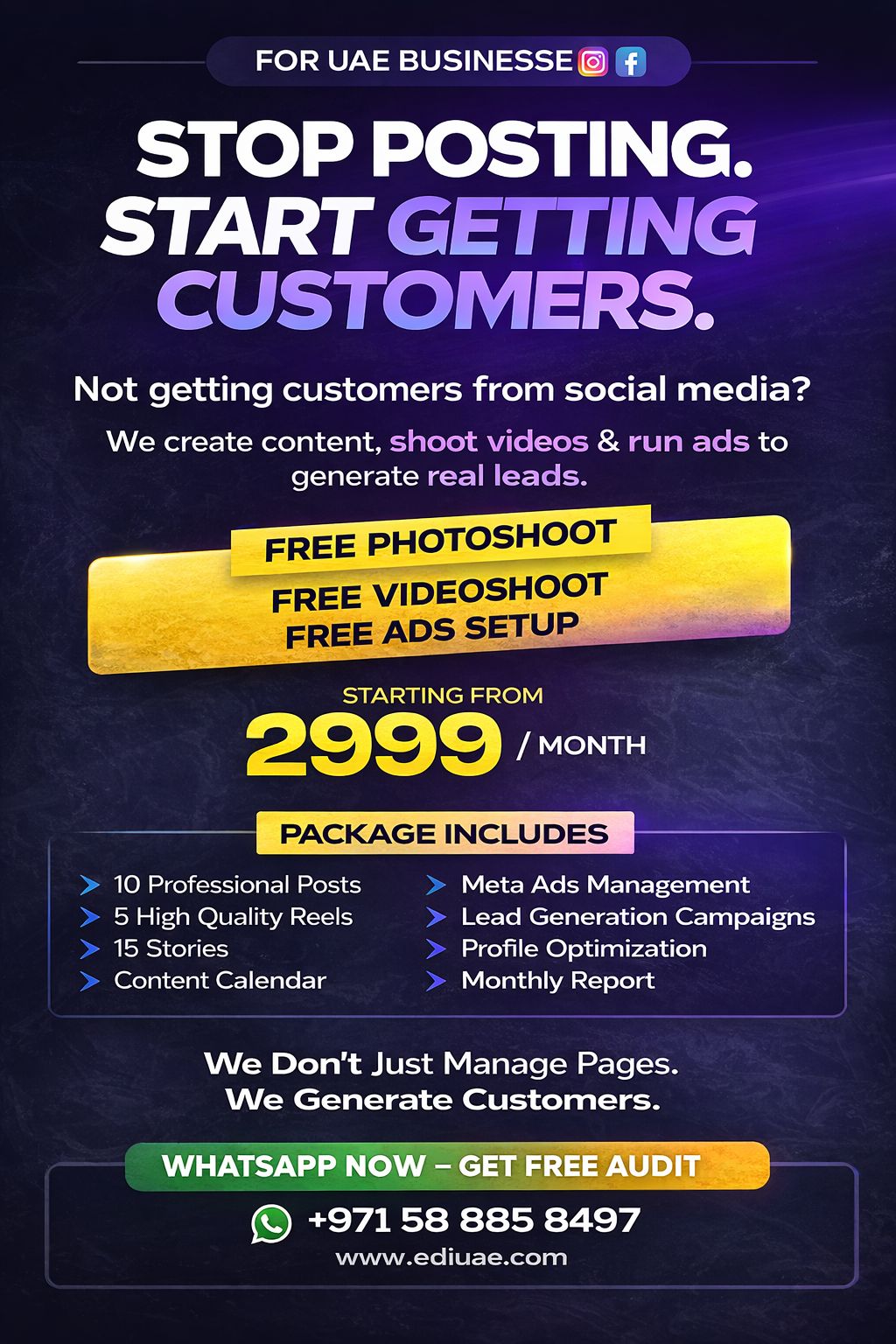 EDI Digital Facebook ad: Stop Posting. Start Getting Customers.