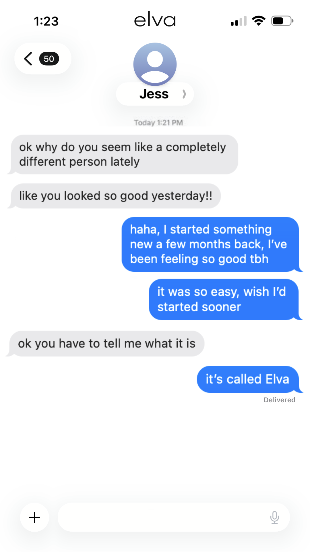 Elva Facebook ad: No subscriptions and free discreet delivery.
