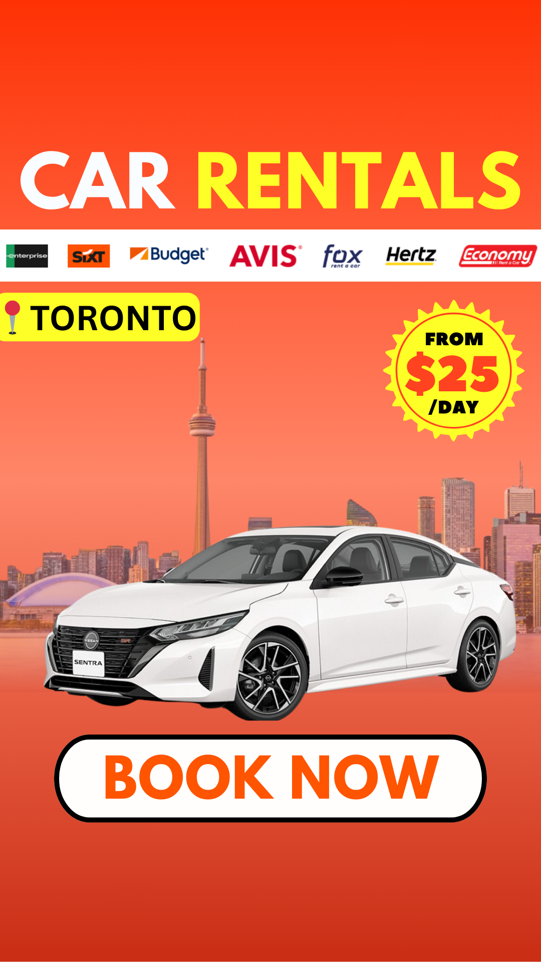 Car Rental Price Facebook ad: Save 40% on Toronto Car Rentals!