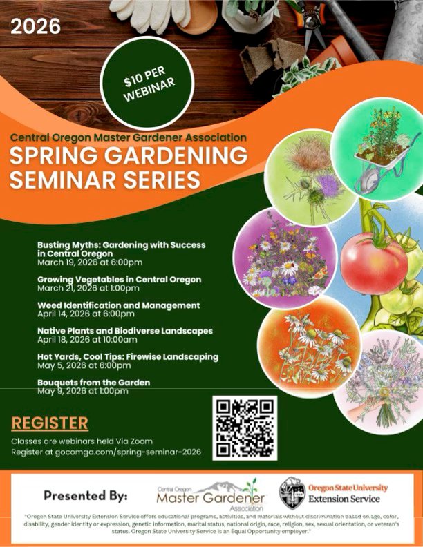 Central Oregon chapter of OSU Master Gardeners Facebook ad: Spring Gardening Seminar | GO_ COMGA