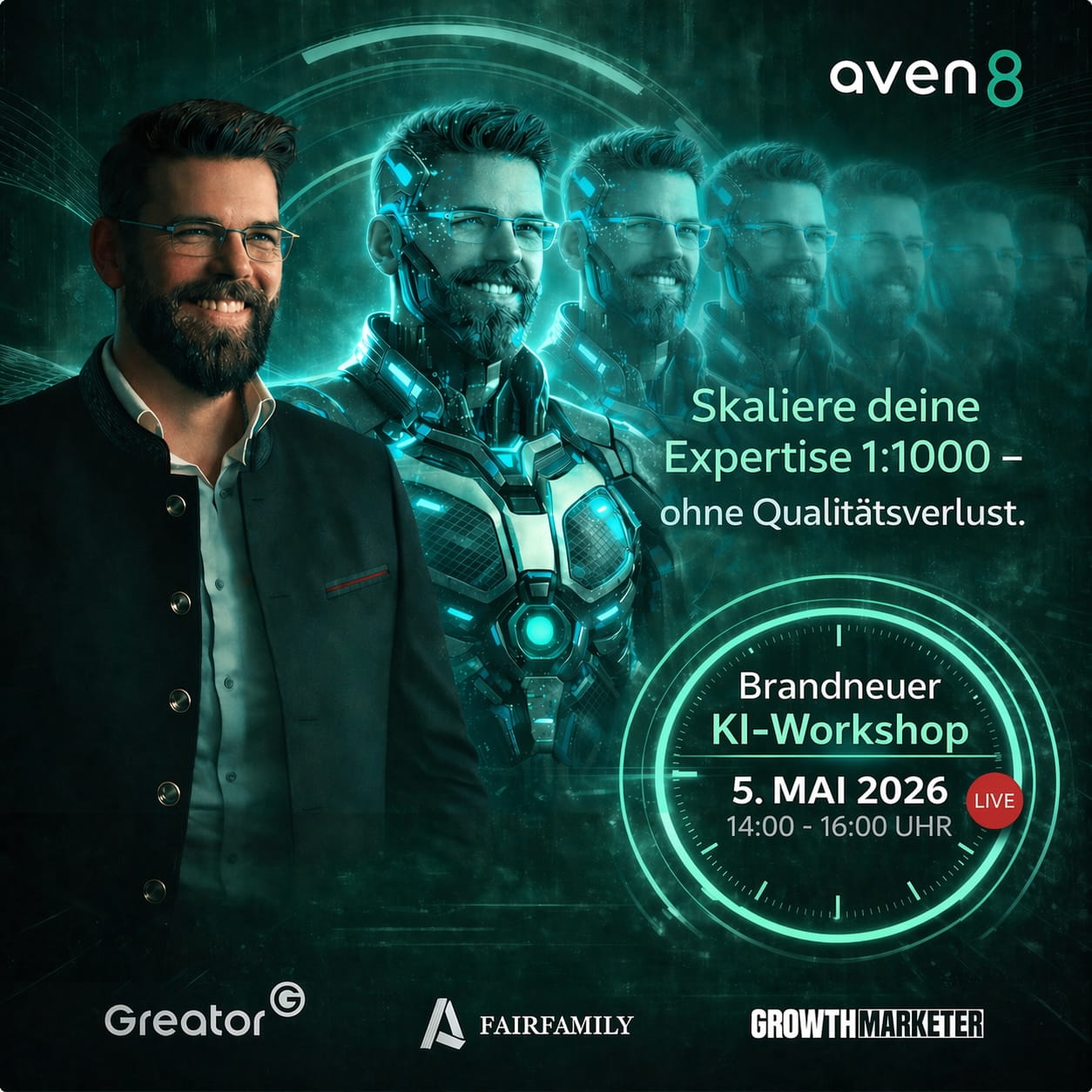 Aven8 Facebook ad: KI-Workshop: So skalieren führende Coaches ohne neue…