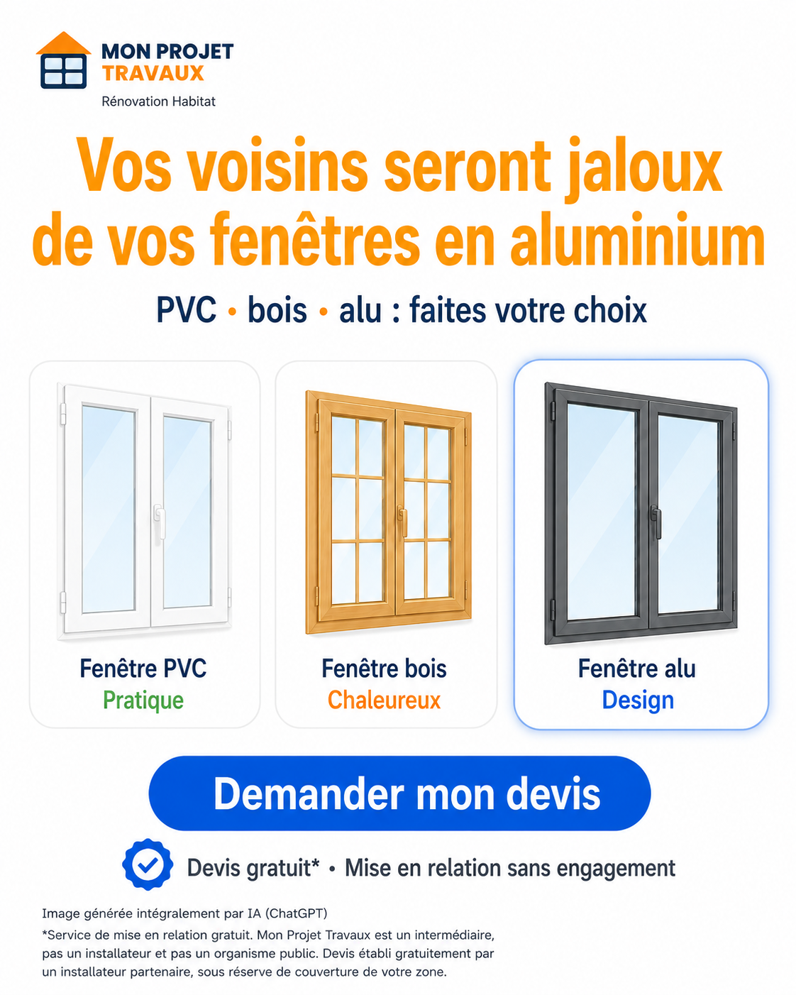 Mon Projet Travaux Facebook ad: Isolation, confort, luminosité: faites le changement