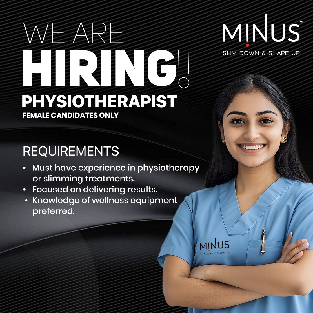 Minus Slimming Clinic Facebook ad: Physiotherapist, Apply Now