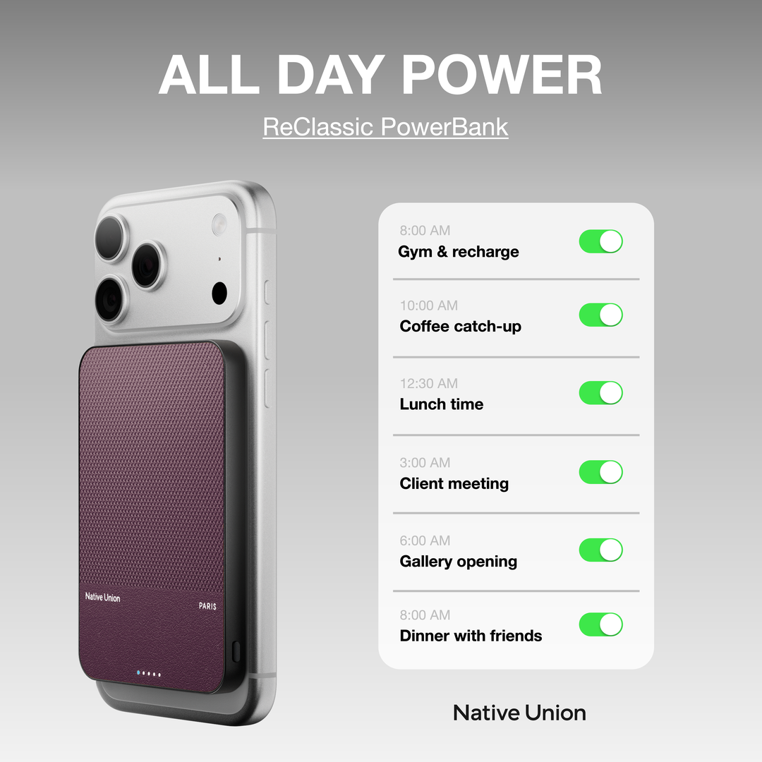 Native Union Facebook ad: All Day Power. Zero Cables.