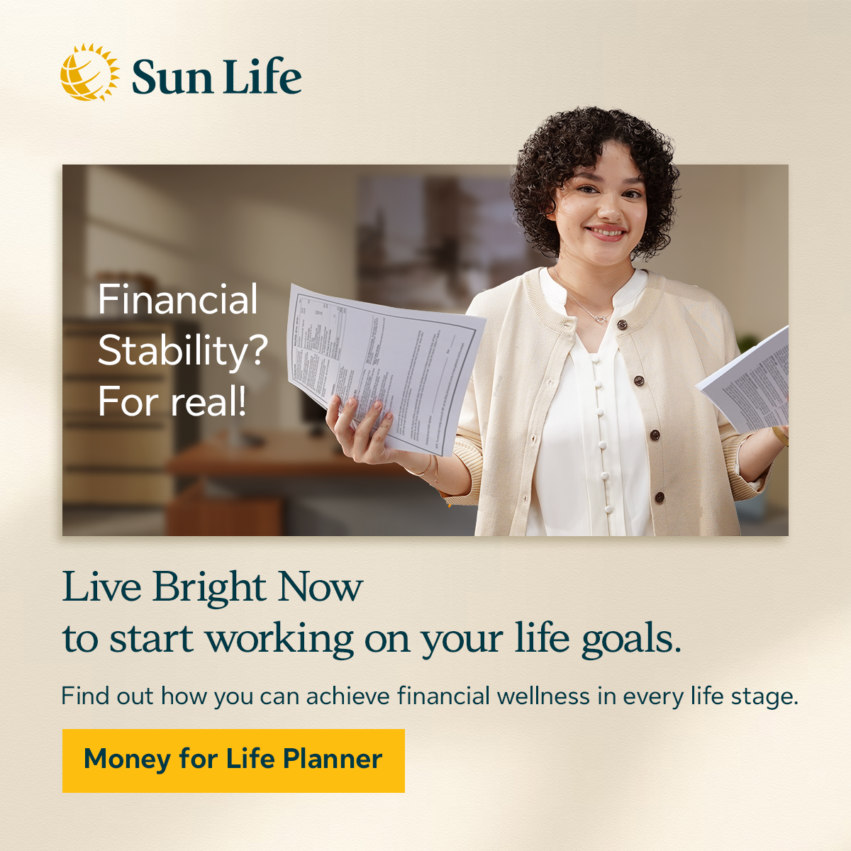 Sun Life Philippines Facebook ad: Live Bright Now with Sun Life!