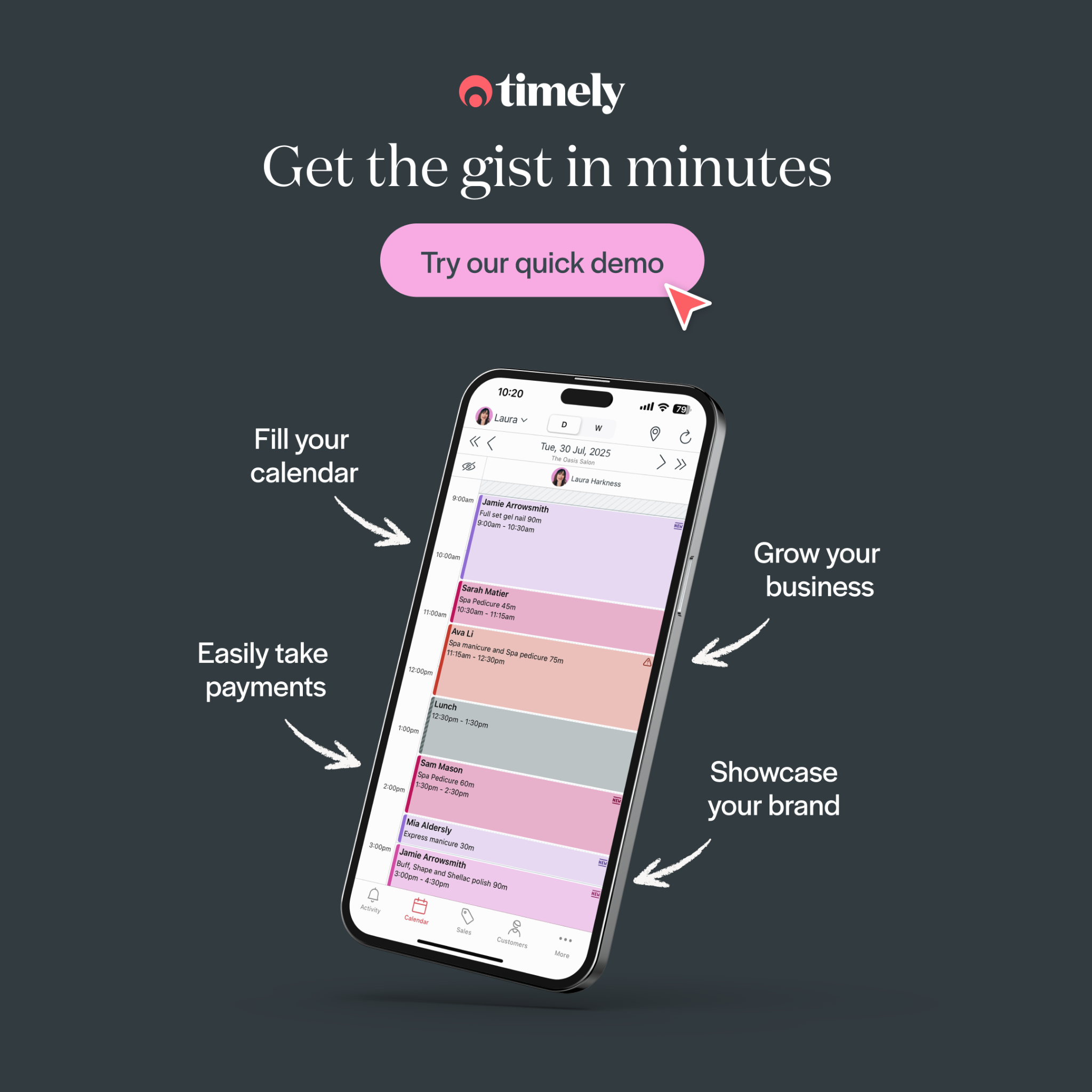 Timely Appointment Software Facebook ad: Get hands on with Timely
