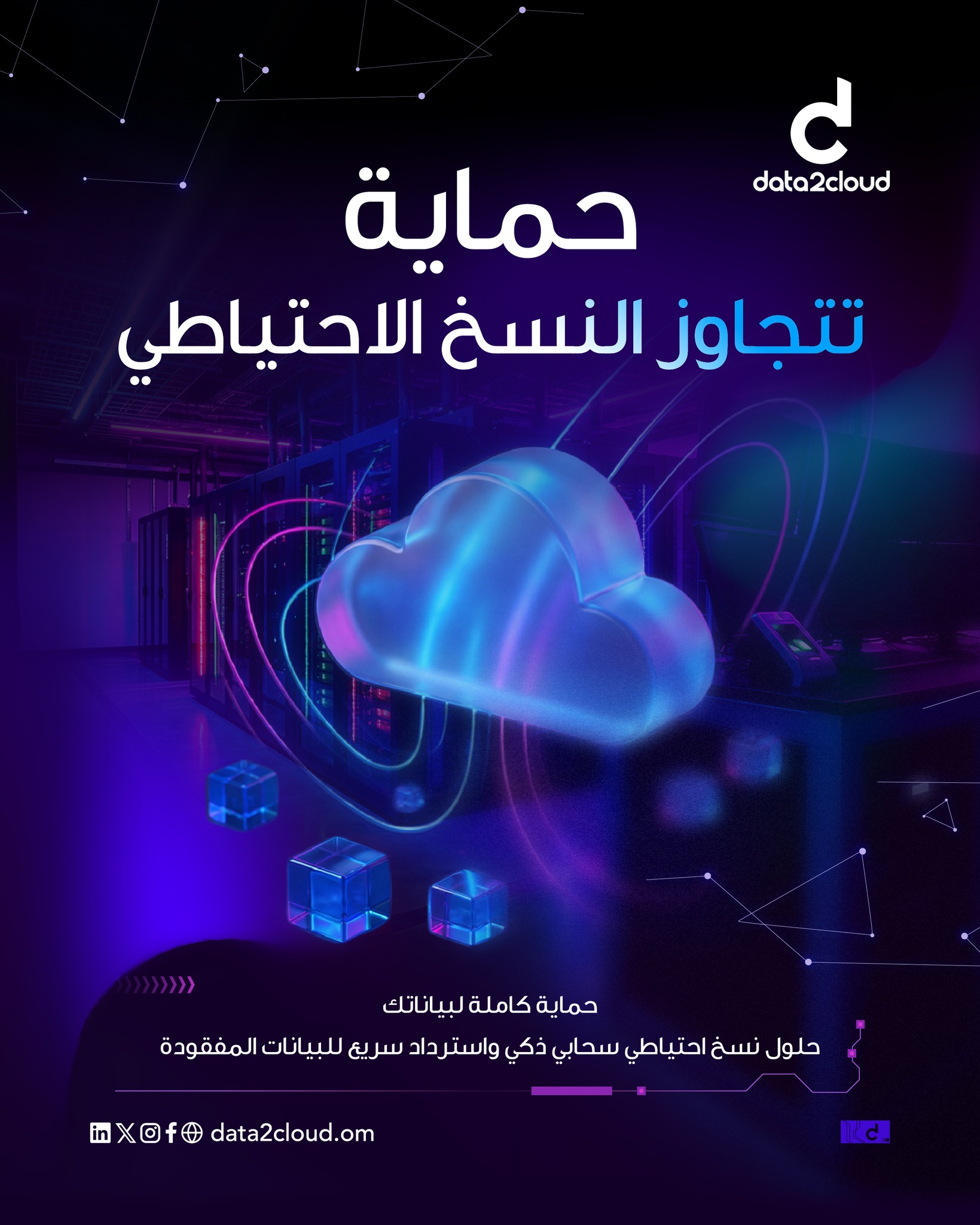 data2cloud Facebook ad: حماية تتجاوز النسخ الاحتياطي