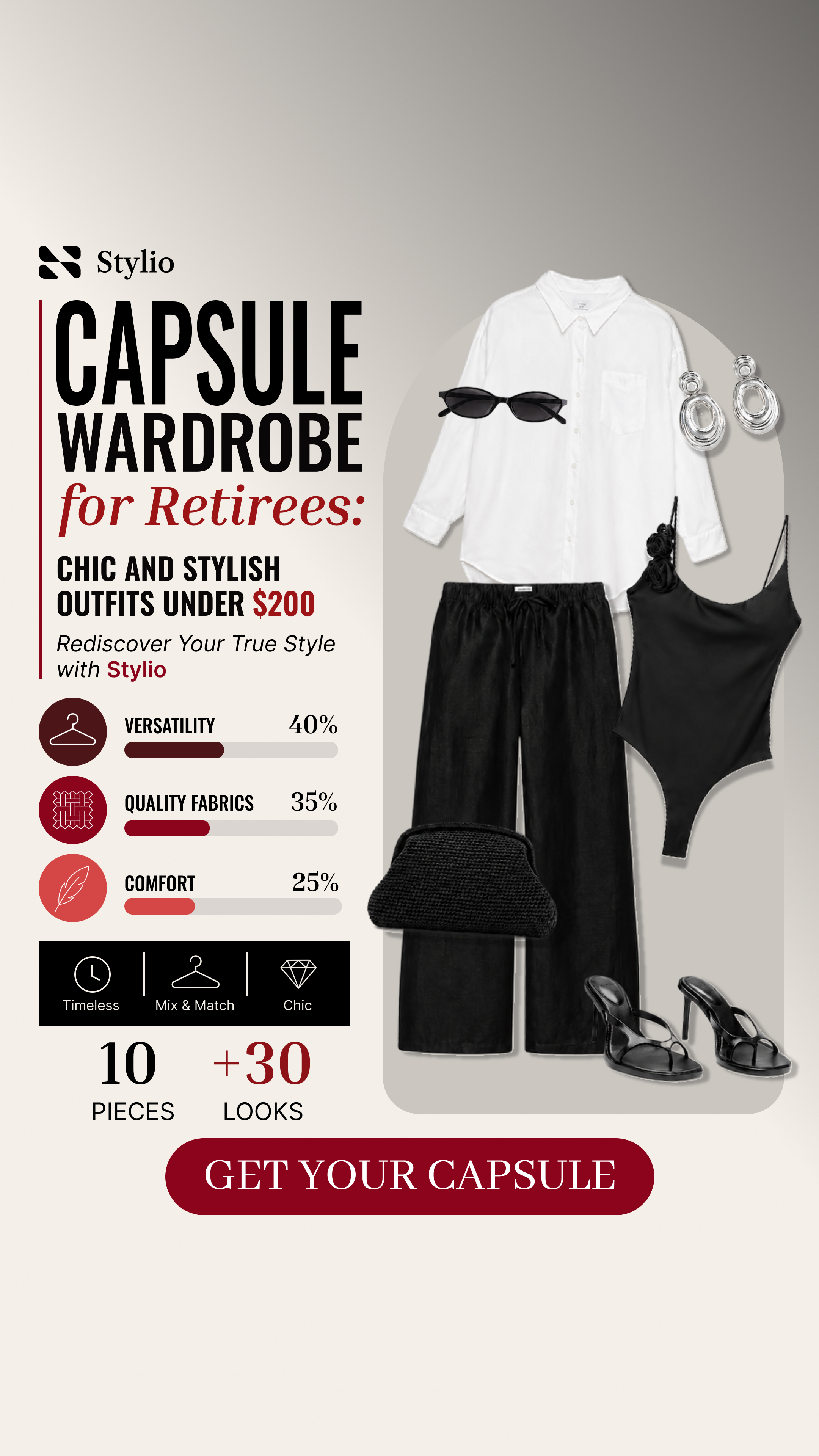 Stylio - Your Personal AI Stylist Facebook ad: Build a capsule that works