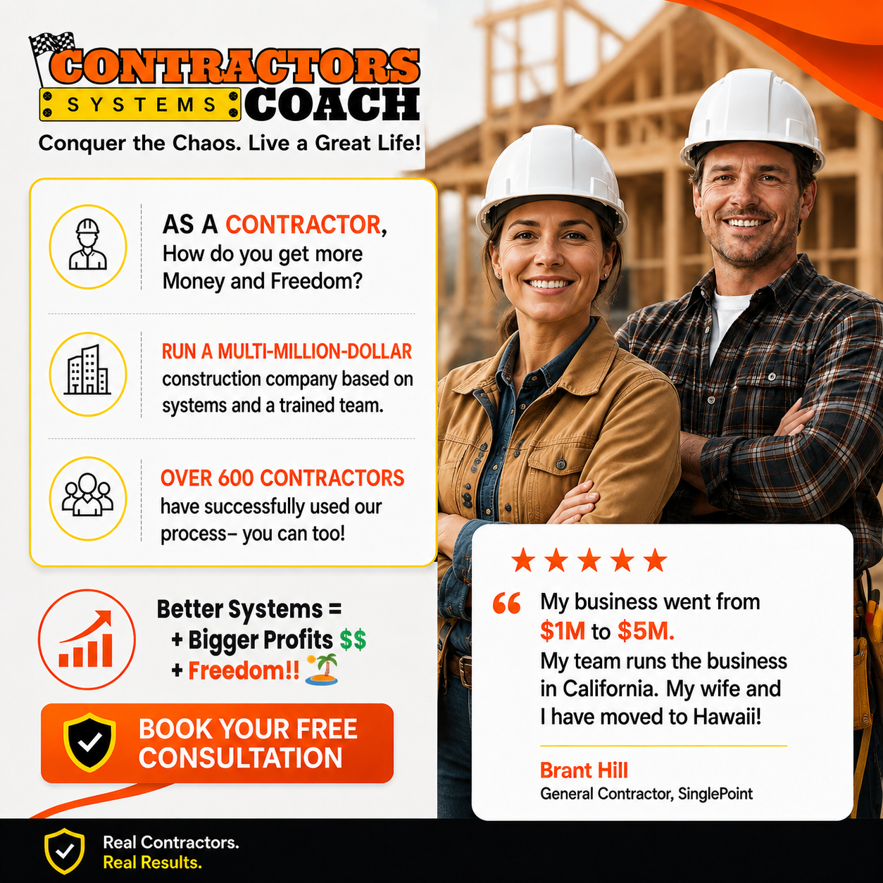 Contractors Coach Facebook ad: Systems = More Freedom!