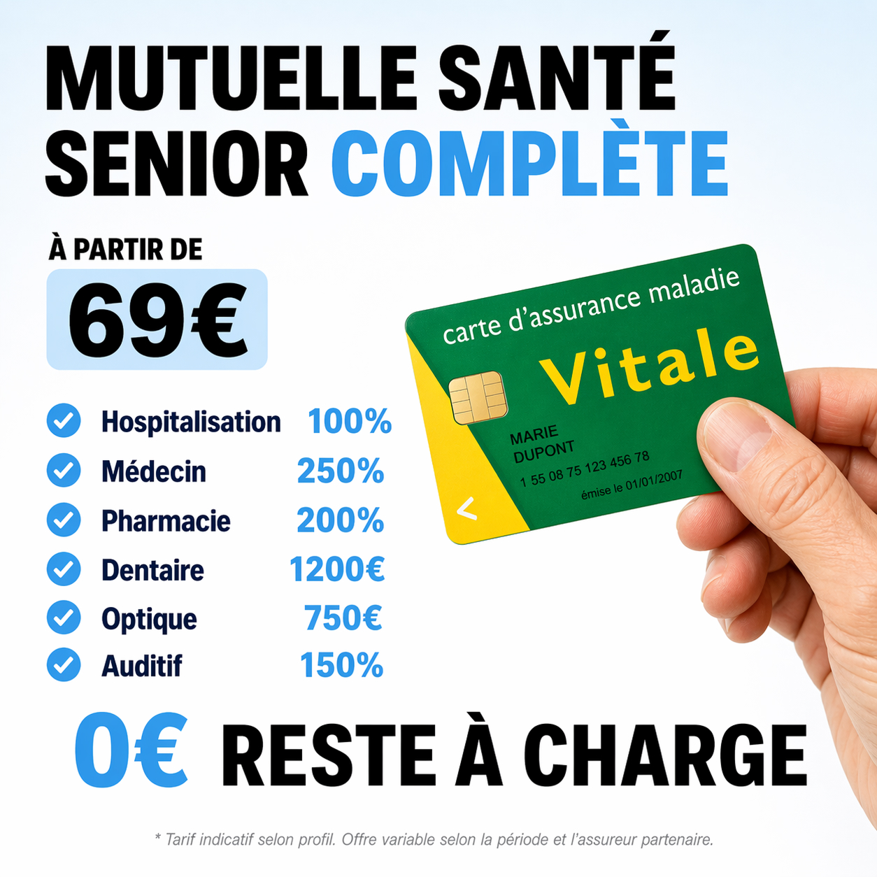 SuperMutuelle Facebook ad: Mutuelle Senior: Garanties renforcées