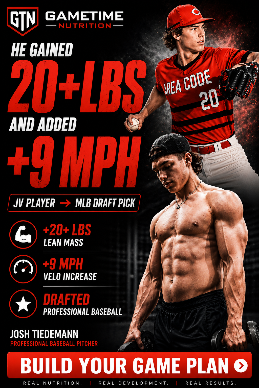 GameTime Nutrition Facebook ad: Help Your Son Gain 10+ Lbs of Game-Ready Mass This Summer…