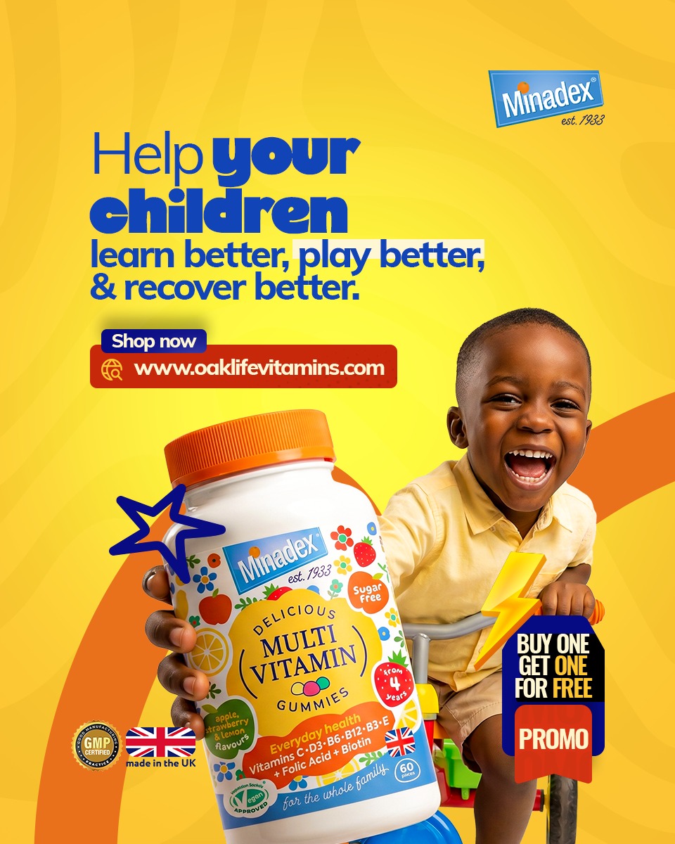 Oakleaf Minadex Facebook ad: Daily Vitamins Kids Enjoy