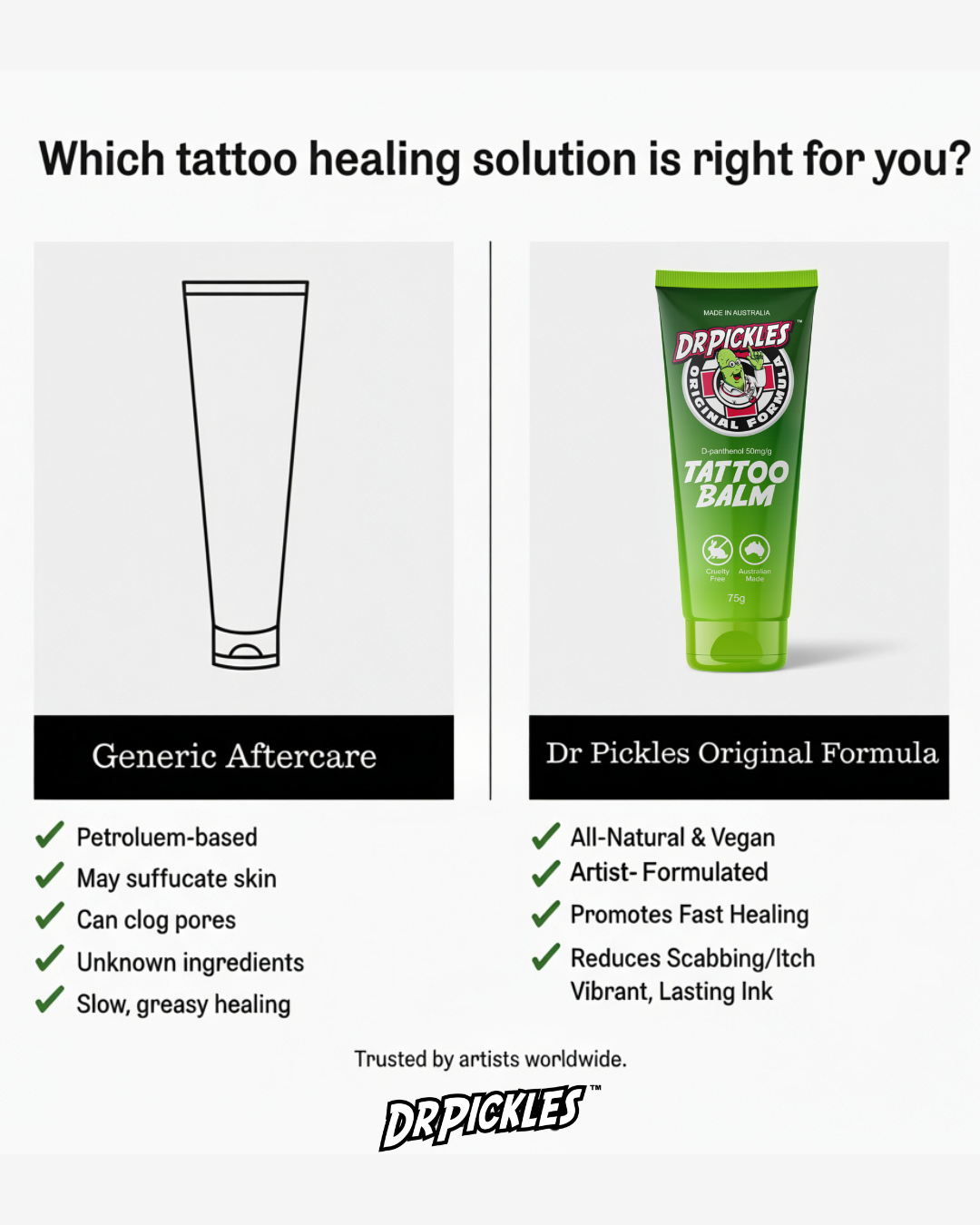 Dr Pickles Tattoo Aftercare & Lifestyle Products Facebook ad from Nov 28, 2025