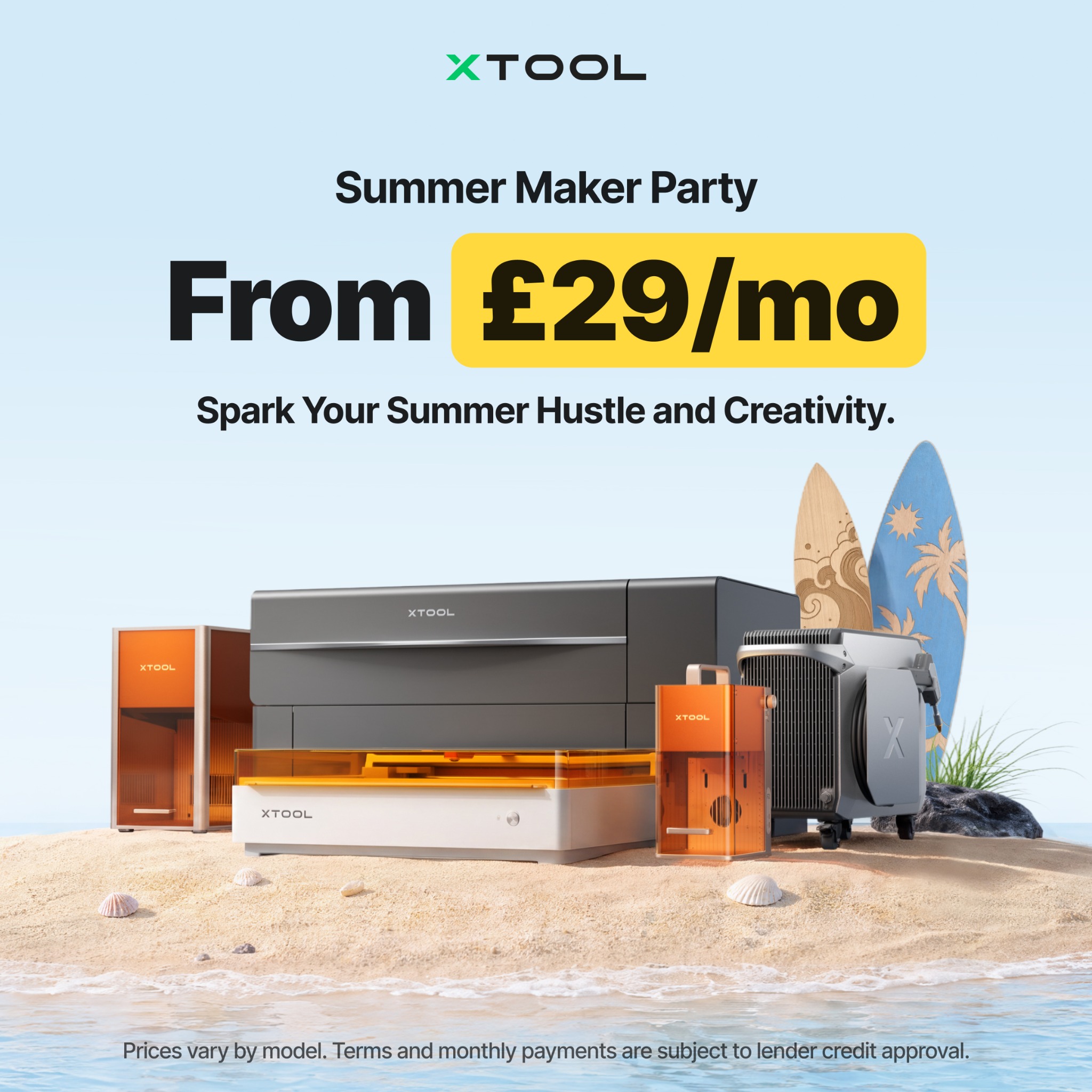 xTool Facebook ad: Get xTool Machines From £29/mo This Summer Sale