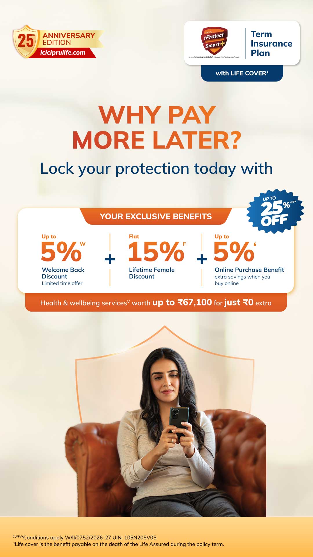 ICICI Prudential Life Insurance Facebook ad: Claim Your Welcome Back Discount