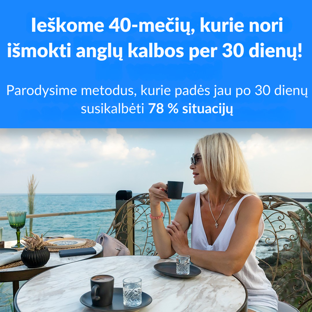 LingoPass Facebook ad: Anglų kalba suaugusiems per 30 dienų