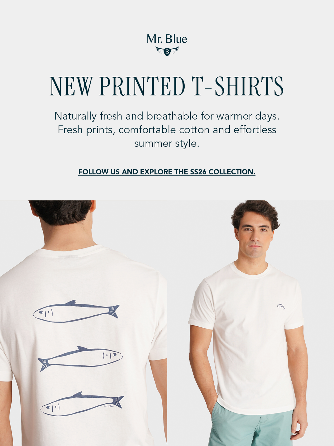 Mr. Blue Facebook ad: NEW PRINTED T-SHIRTS