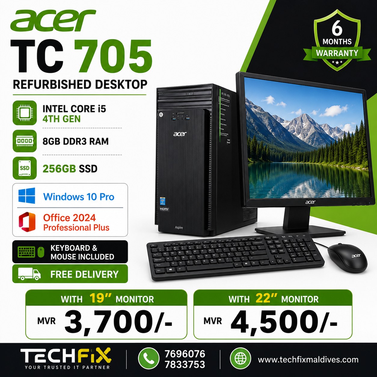 Techfix Facebook ad: Acer TC 705 Refurbished Desktop, Great Value!