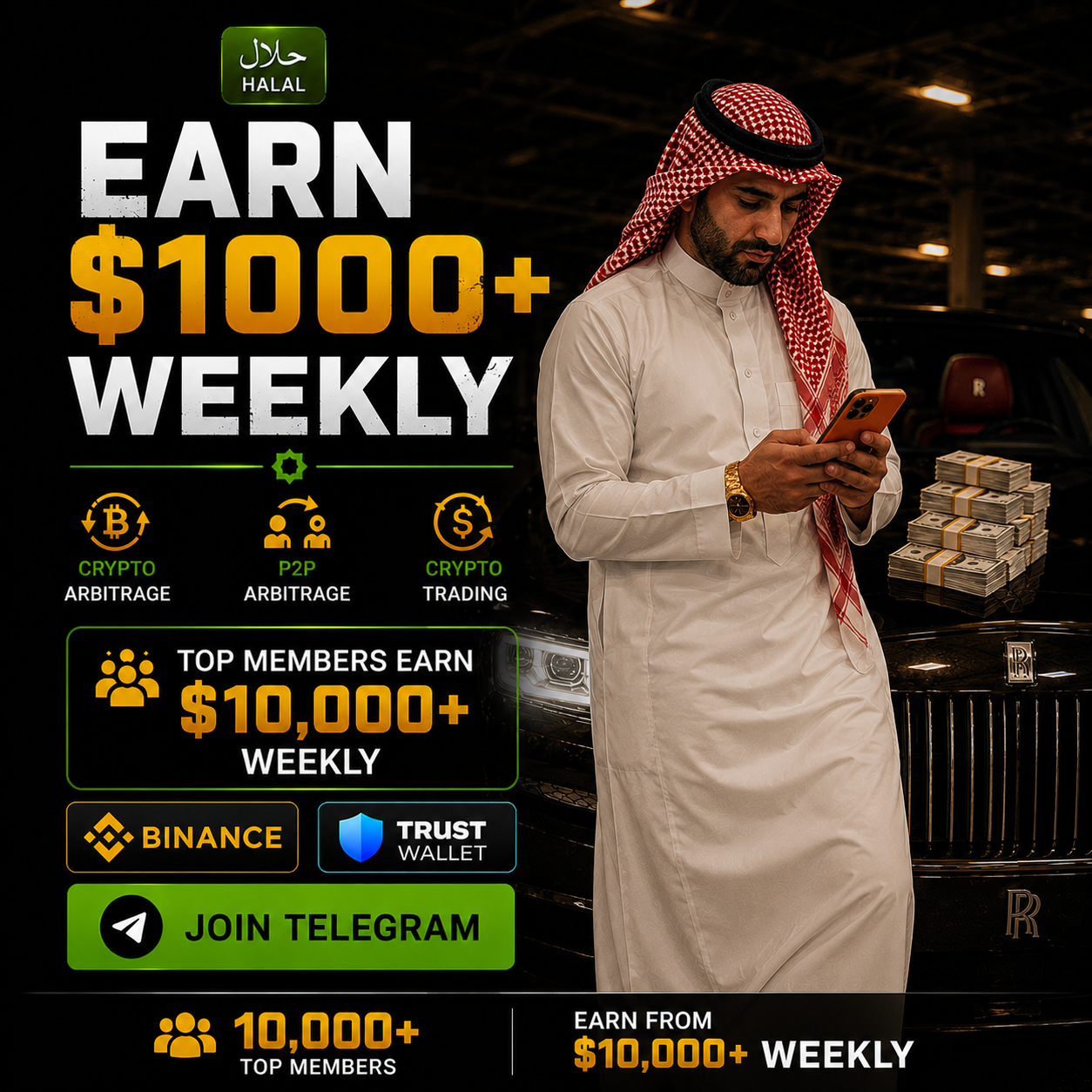 Crypto Arbitrage Pro Facebook ad: LEARN IN TELEGRAM