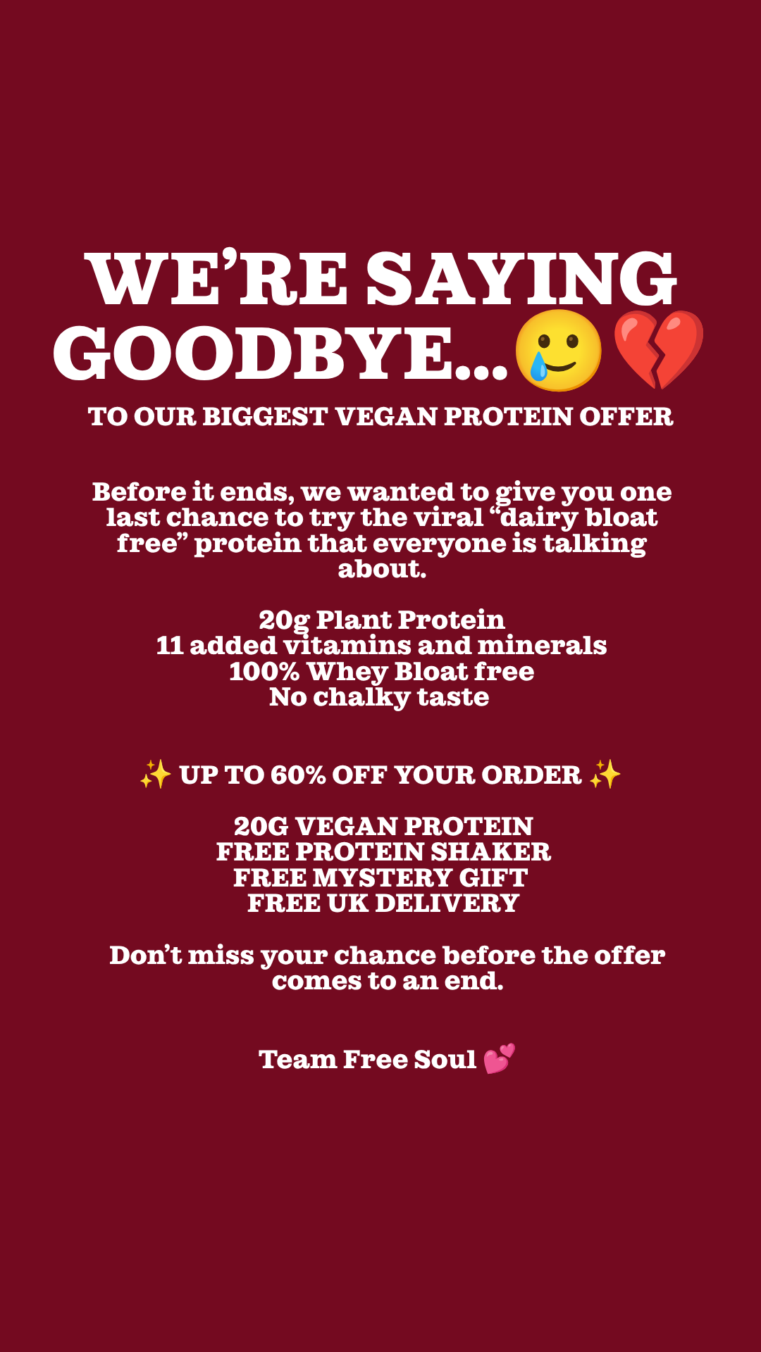 Free Soul Facebook ad: Free Soul Vegan Protein: level up your protein