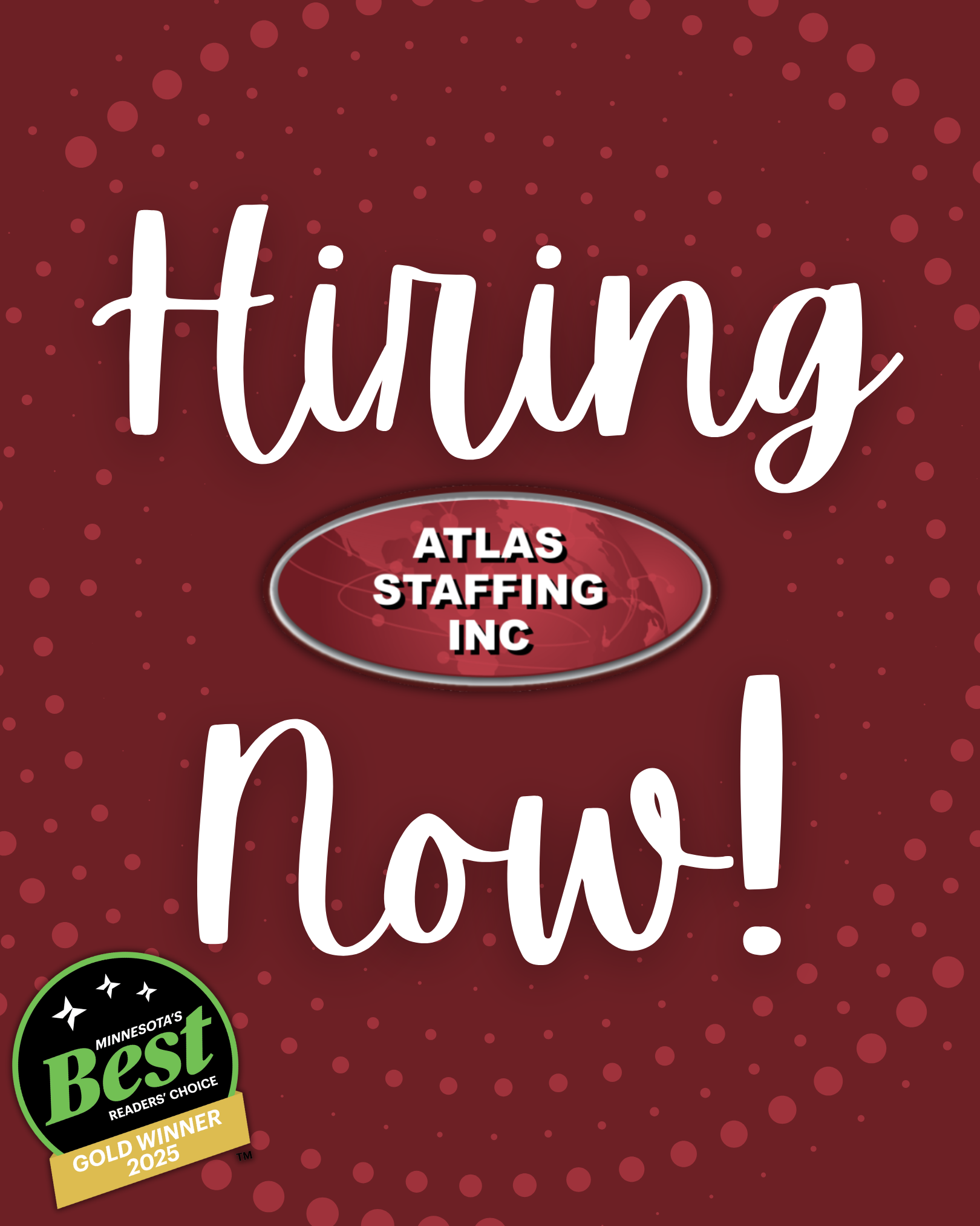 Atlas Staffing Inc. Facebook ad: Atlas Staffing is a Minnesota-owned employment agency with…