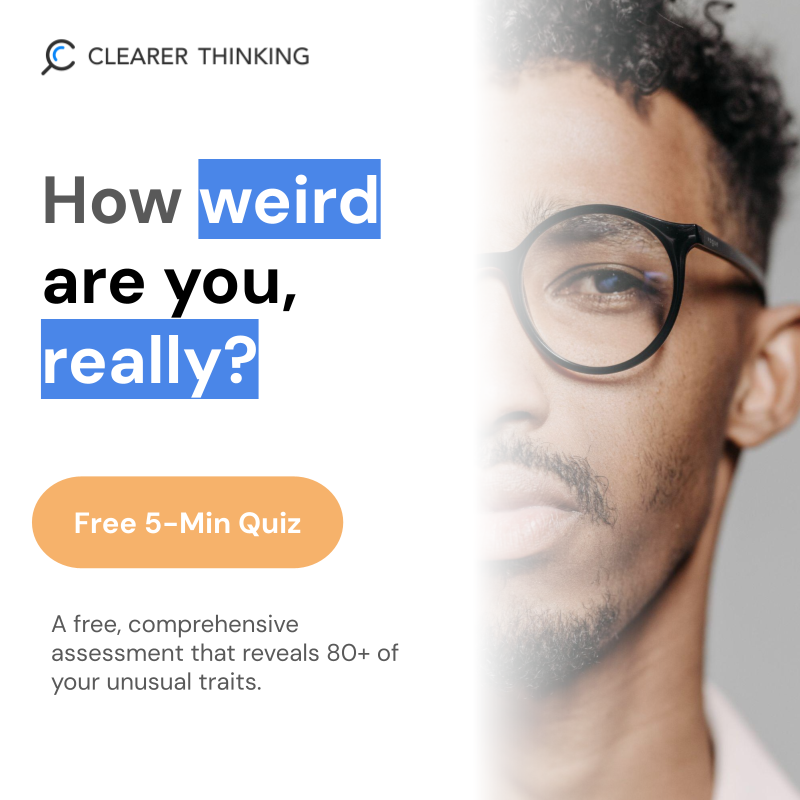 ClearerThinking.org Facebook ad: Discover Your Rare Traits