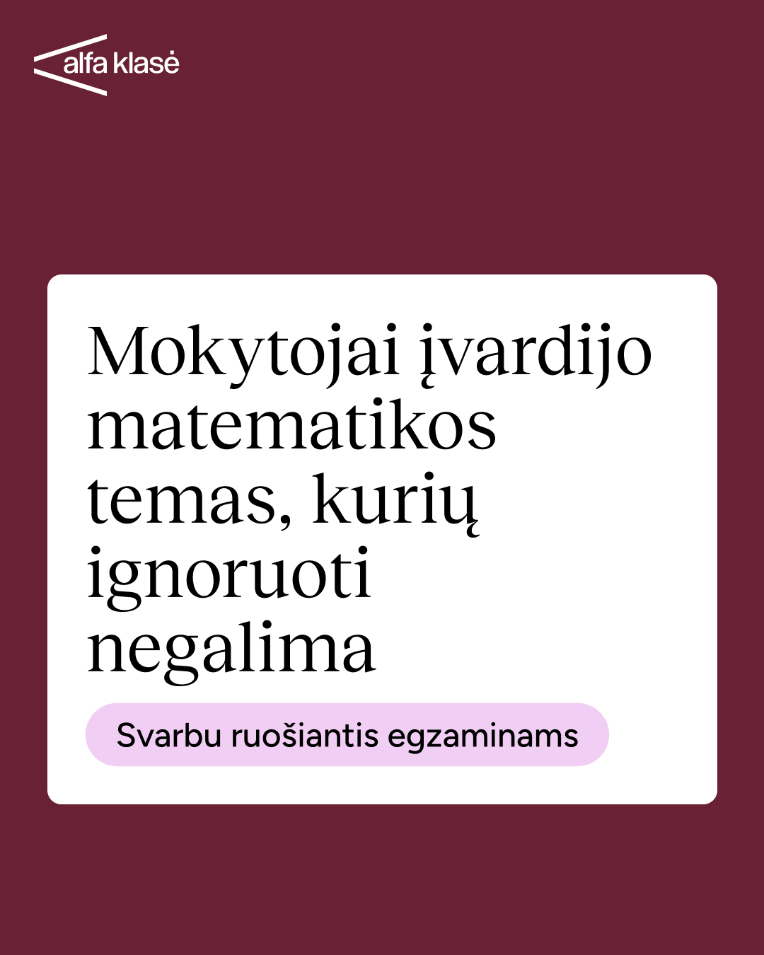 Alfa Klasė Facebook ad