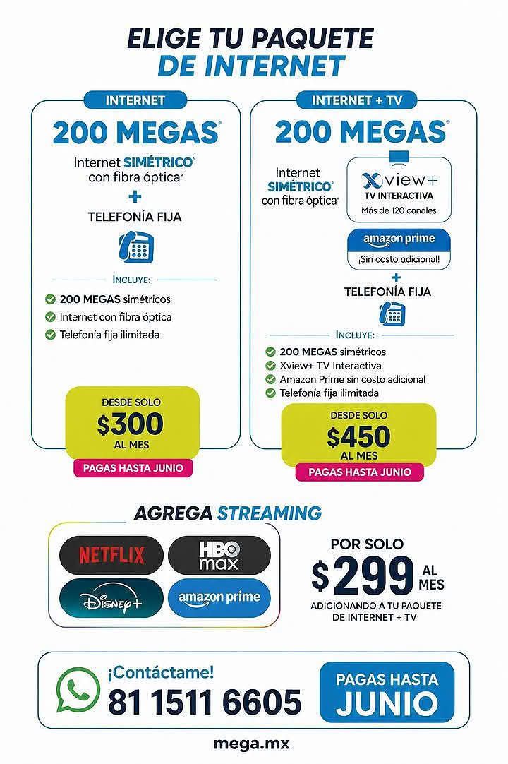 Josue Megacable Facebook ad: AMIGOS ESTAMOS INSTALANDO MEGACABLE