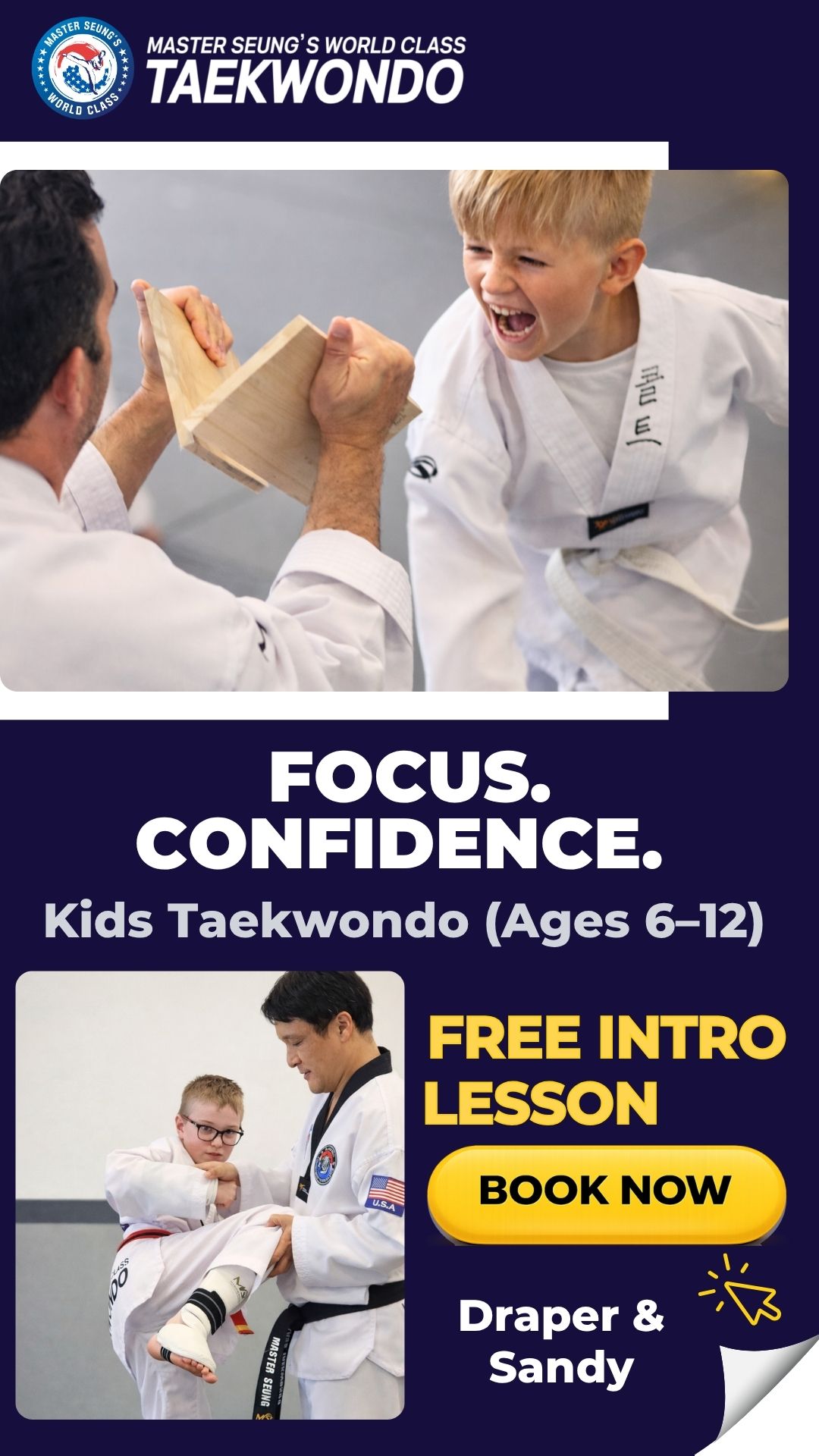 Master Seung's World Class Tae Kwon Do Facebook ad from Apr 16, 2026